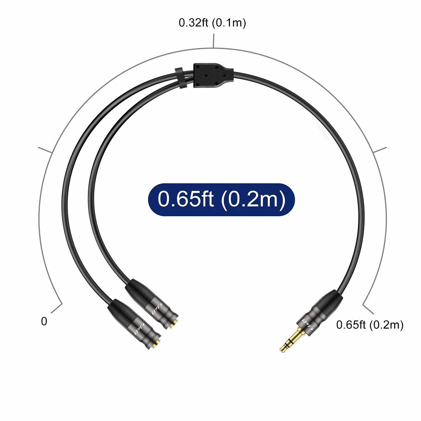 J&D 3,5 mm do 2 x 3,5 mm kabel, trwały miedziany skorupa ciężki 3,5 mm 1/8 cala TRS męski na 2 x 3,5 mm 1/8 cala TRS żeński adapter audio stereo Y kabel rozdzielacza, 0,2 metra