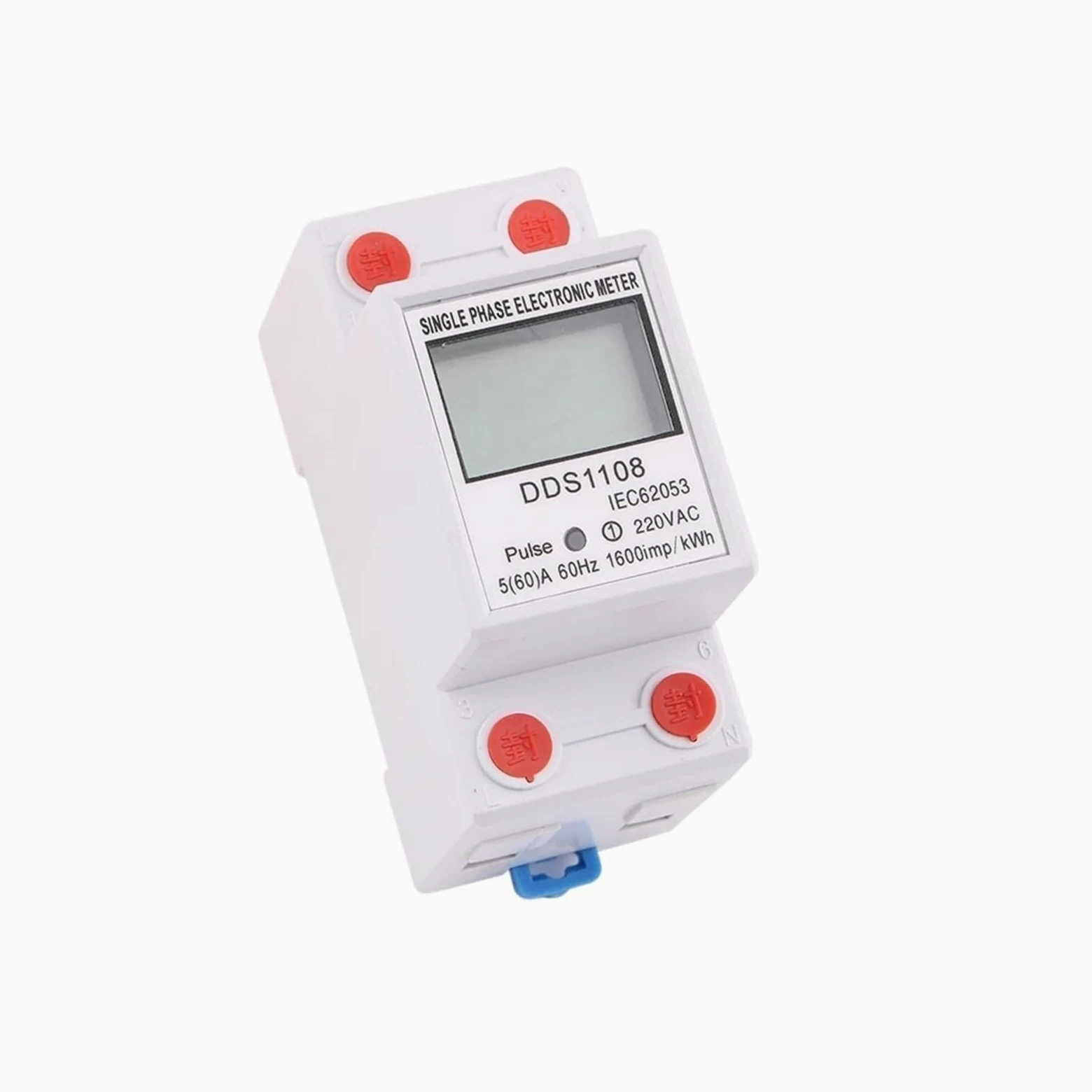 1 x licznik energii elektrycznej 2P cyfrowy wyświetlacz LCD jednofazowy na szynie DIN zainstalować 2-przewodowy licznik energii elektrycznej watomierz mocy AC230V60Hz (5-60A)
