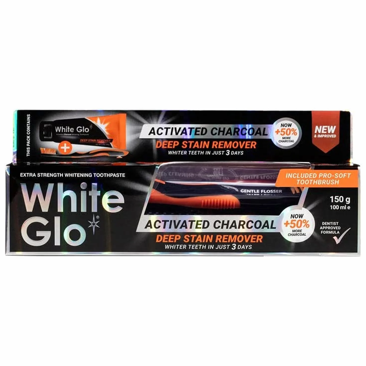 White Glo, Charcoal Deep środek do usuwania plam, pasta do zębów, czarna, 150