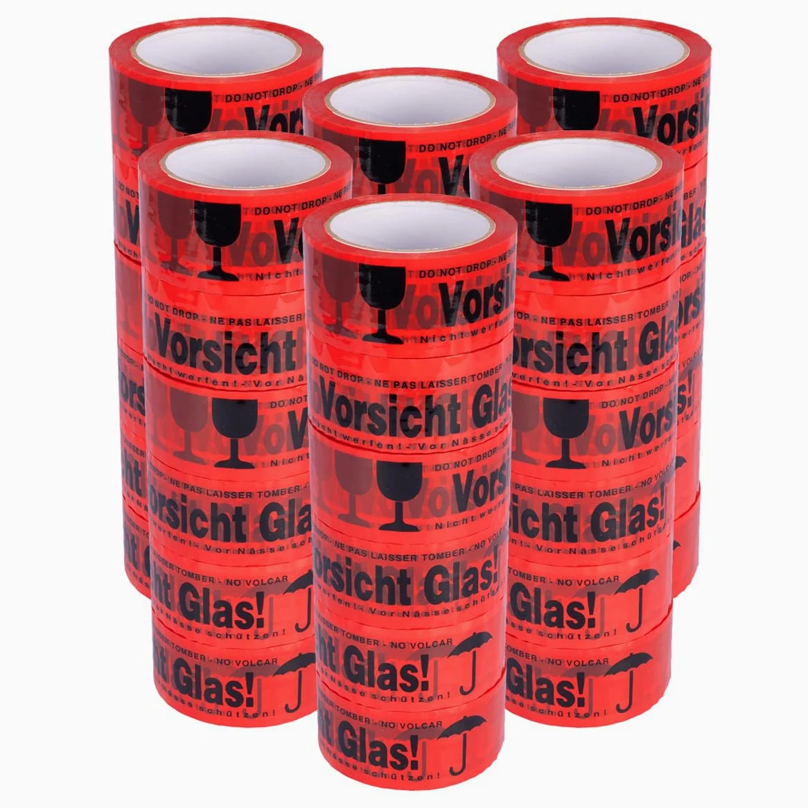 verpacking 36 x Vorsicht Glas taśma klejąca odporna na rozerwanie standardowa zwijana, opakowanie 48 mm x 66 mb