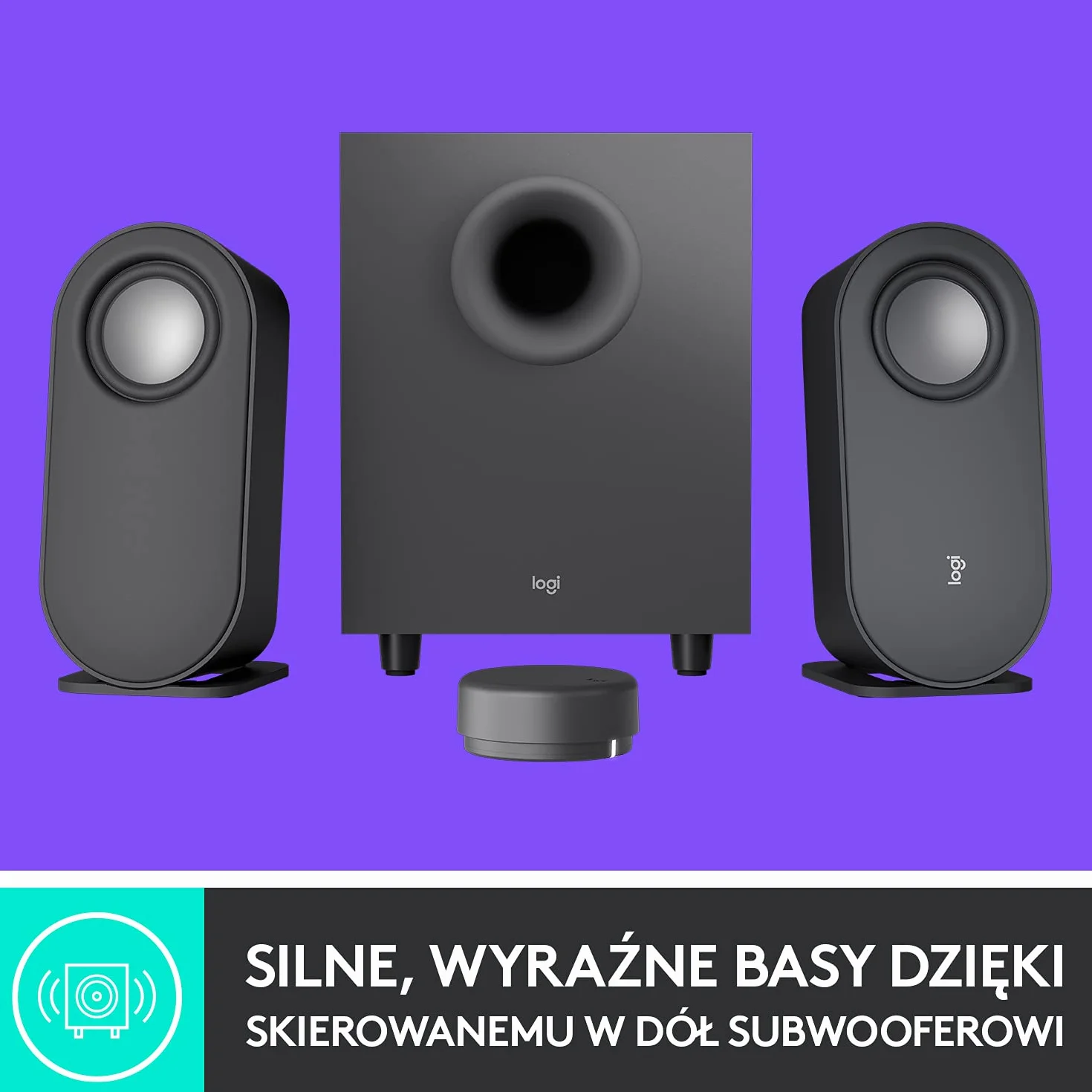 Logitech Z407 Bluetooth Głośniki komputerowe z subwooferem, sterowanie bezprzewodowe, czarny
