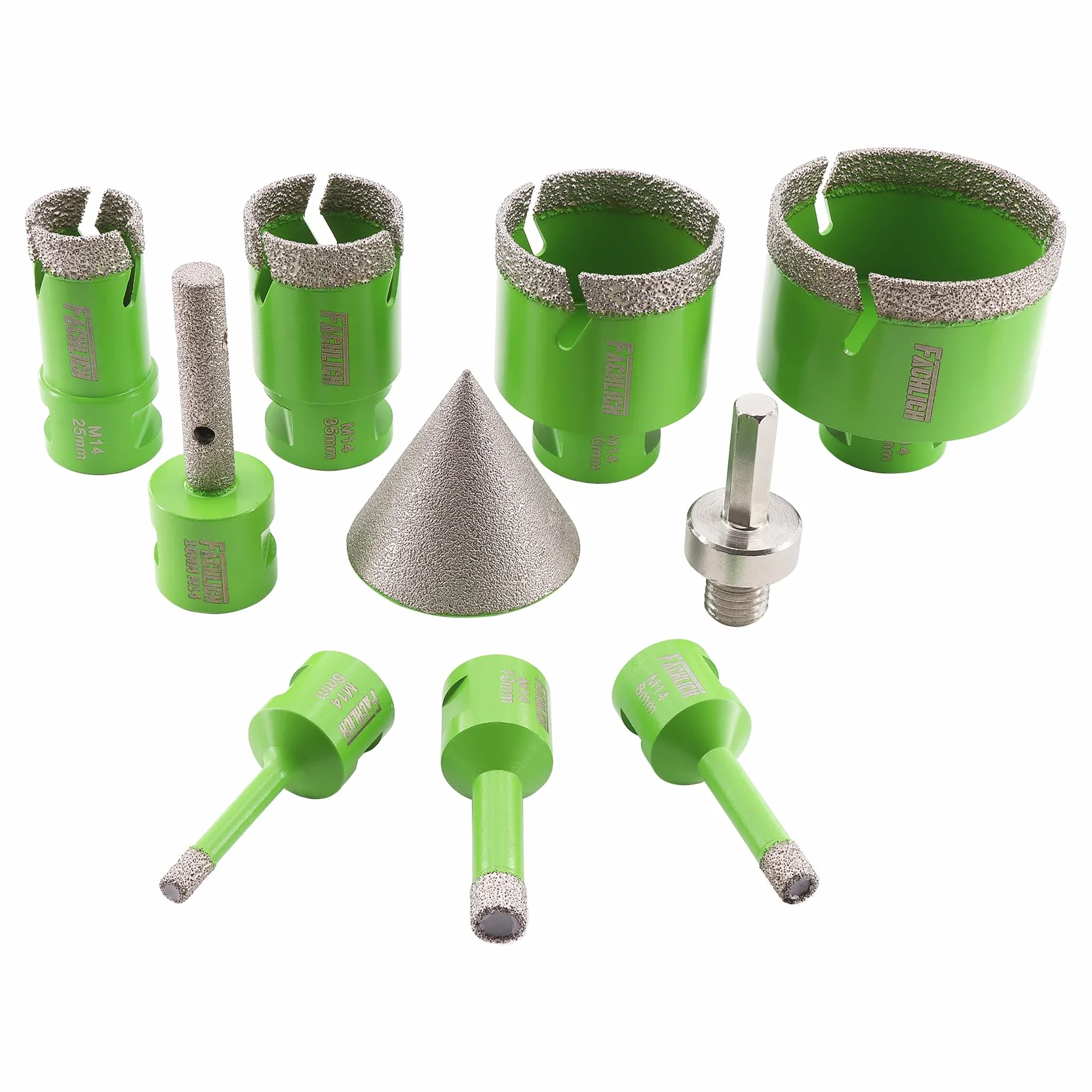 Diamentowe wiertła 6/6/8/20/35/50/68mm 10 sztuk/zestaw i 10mm i 50mm Frez i adapter do wiercenia na sucho Porcelana Płytka Granit Marmur