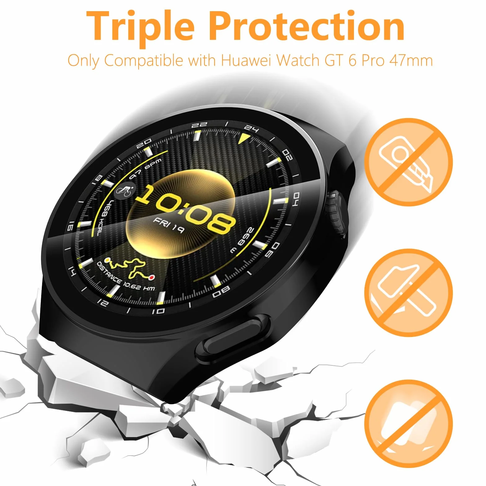 Kompatybilne etui ochronne Hianjoo z folią ochronną do Huawei Watch GT 6 Pro 47mm, PC osłona wyświetlacza, 5 sztuk