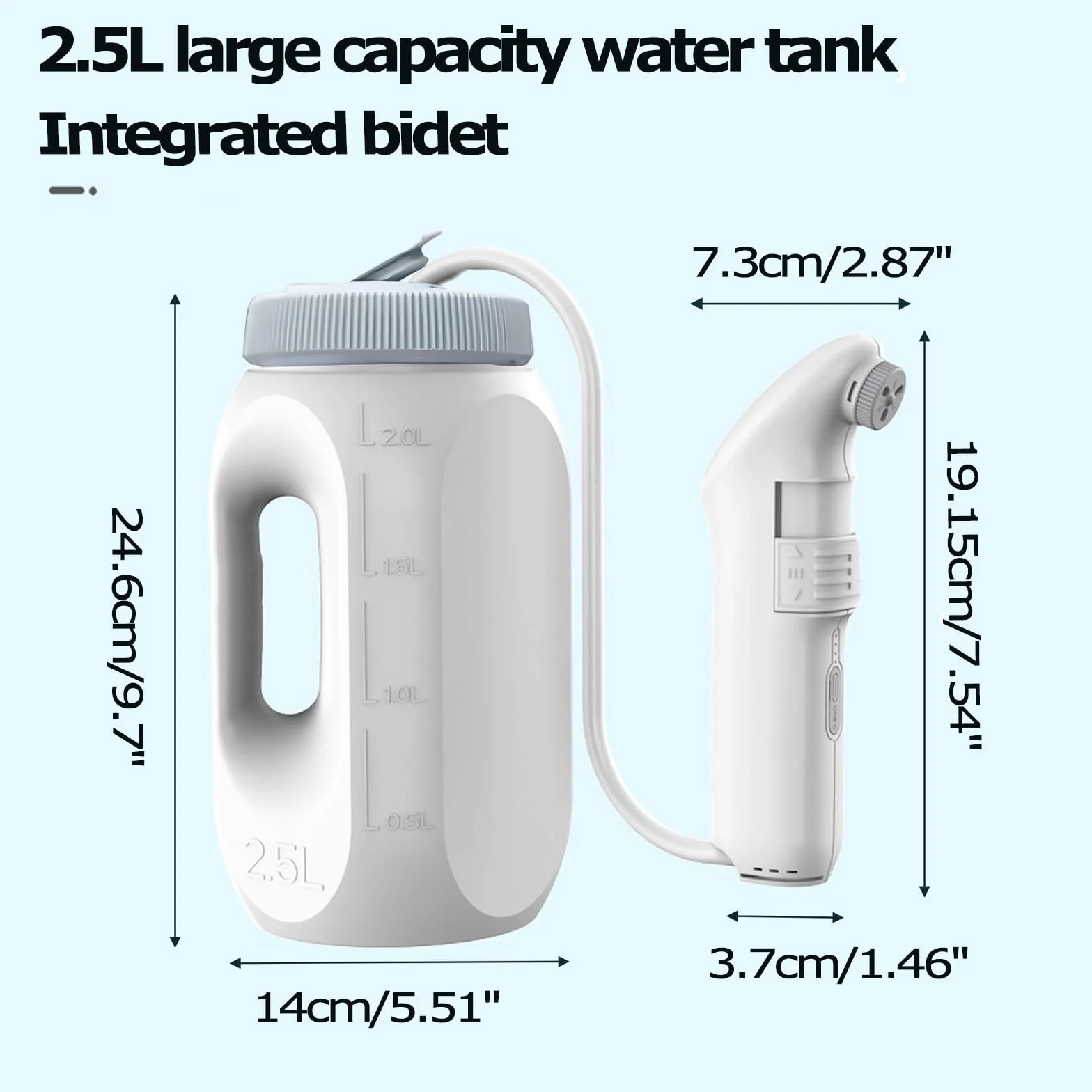 Akumulatorowy bidet podróżny, ręczny bidet natryskowy Dziecko w ciąży Kobiety Mycie intymnych części, Higiena osobista Czyszczenie przenośny bidet dla kobiet i mężczyzn