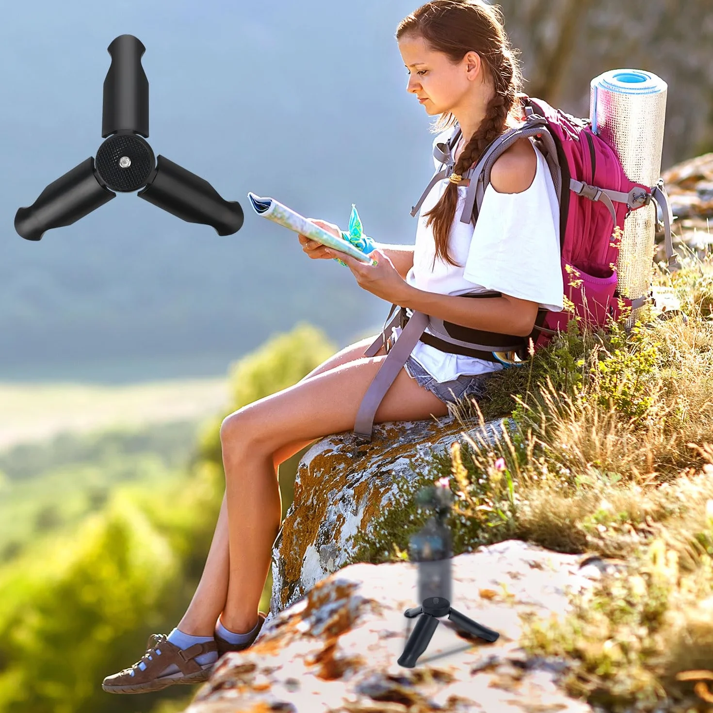 Miniaturowy Statyw do DJI Osmo Pocket 3 i 2, Przenośny Uchwyt Stołowy, Czarny