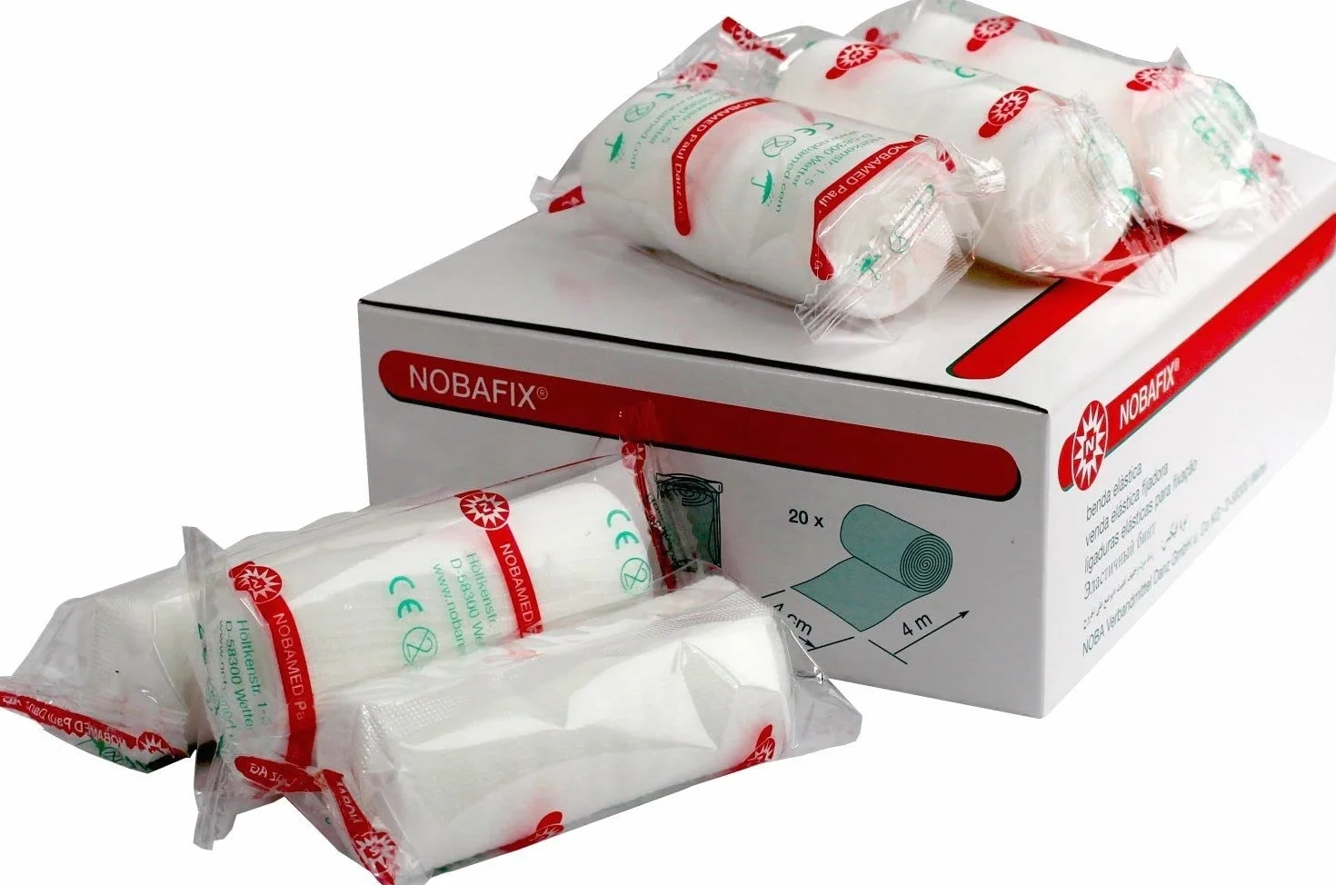 Nobatex w folii elastyczne bandaże do mullowania, 20 sztuk firmy Nobamed (4 cm x 4 m)