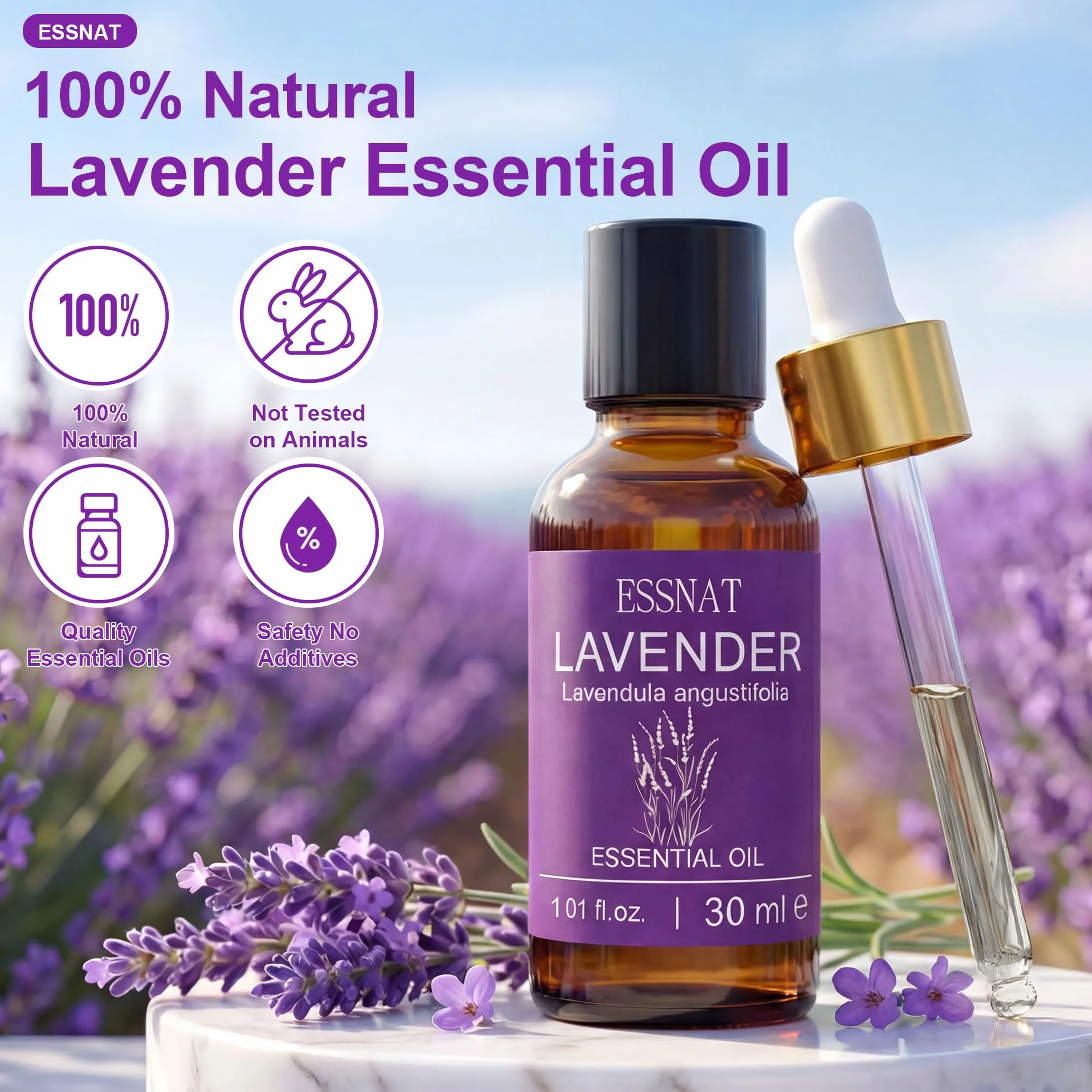 Olejek Eteryczny Lawendowy 30 ml – 100% naturalny olejek eteryczny, pozyskiwany z prawdziwej lawendy, idealny do aromaterapii, dyfuzorów, masażu oraz projektów DIY