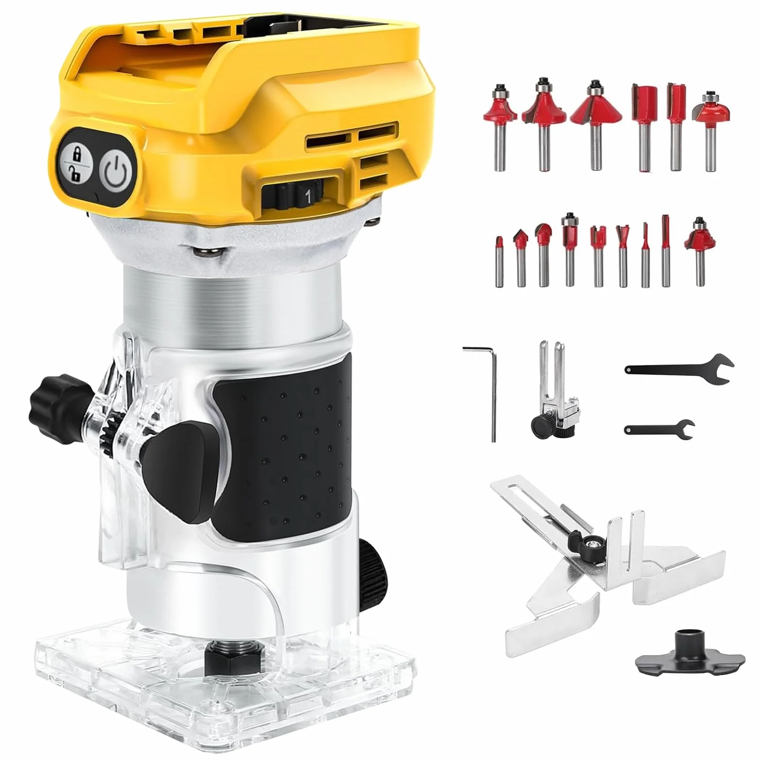 Wytłaczarka do drewna kompatybilna z akumulatorem Dewalt 18 V, 1300 W, bezprzewodowy elektryczny frez do drewna z 6 prędkościami