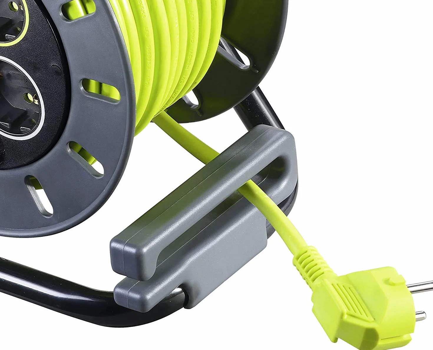 Masterplug Pro-XT Zawijarka kablowa 25 metrów, 4 Uniwersalne gniazda prolivalent: Bipasso, EU, Schuko, Przedłużacz elektryczny 16A, Wskaźnik LED, Kabel Wysokiej Widoczności
