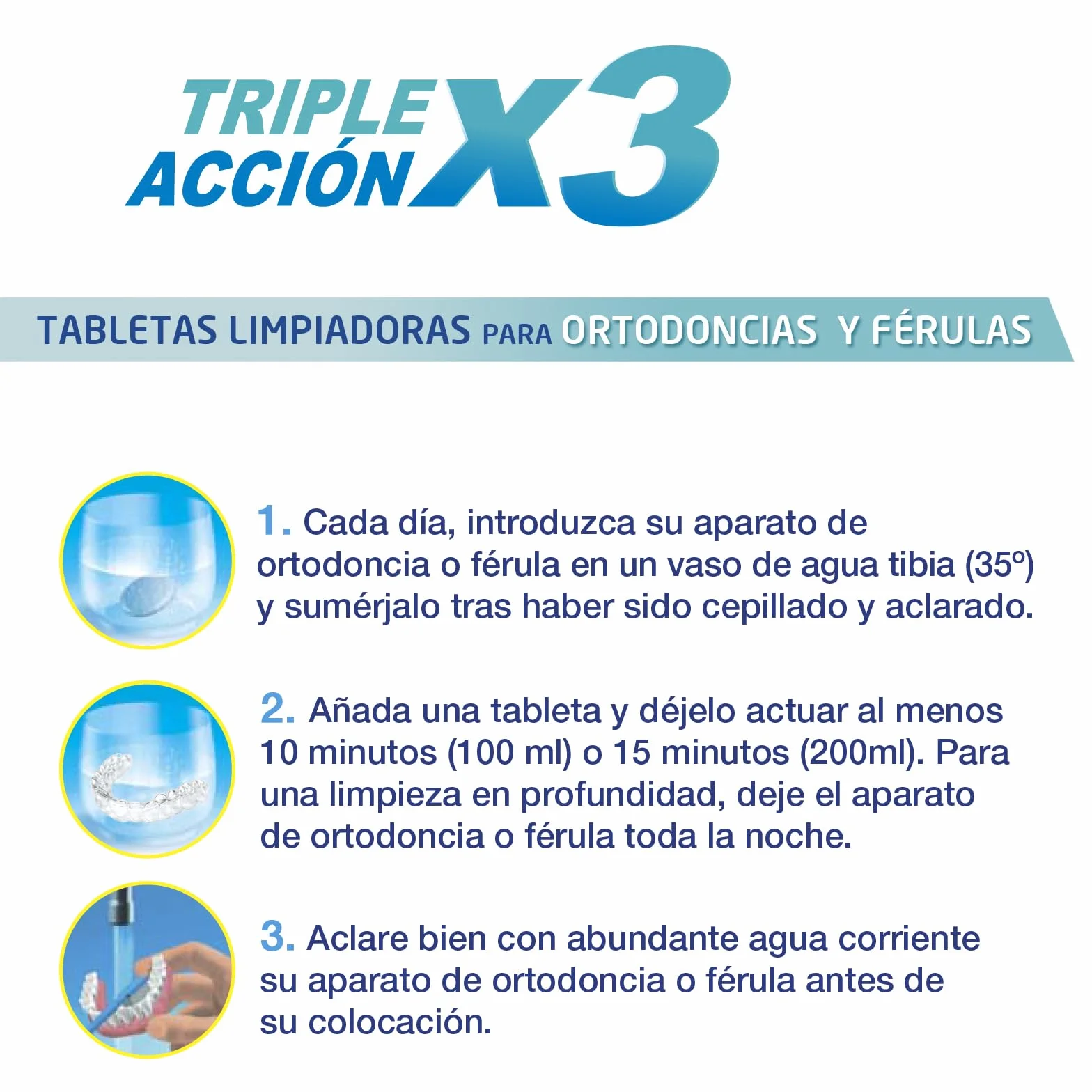 Novafix - Tabletki czyszczące Triple Action - Do ortodoncji i szyn