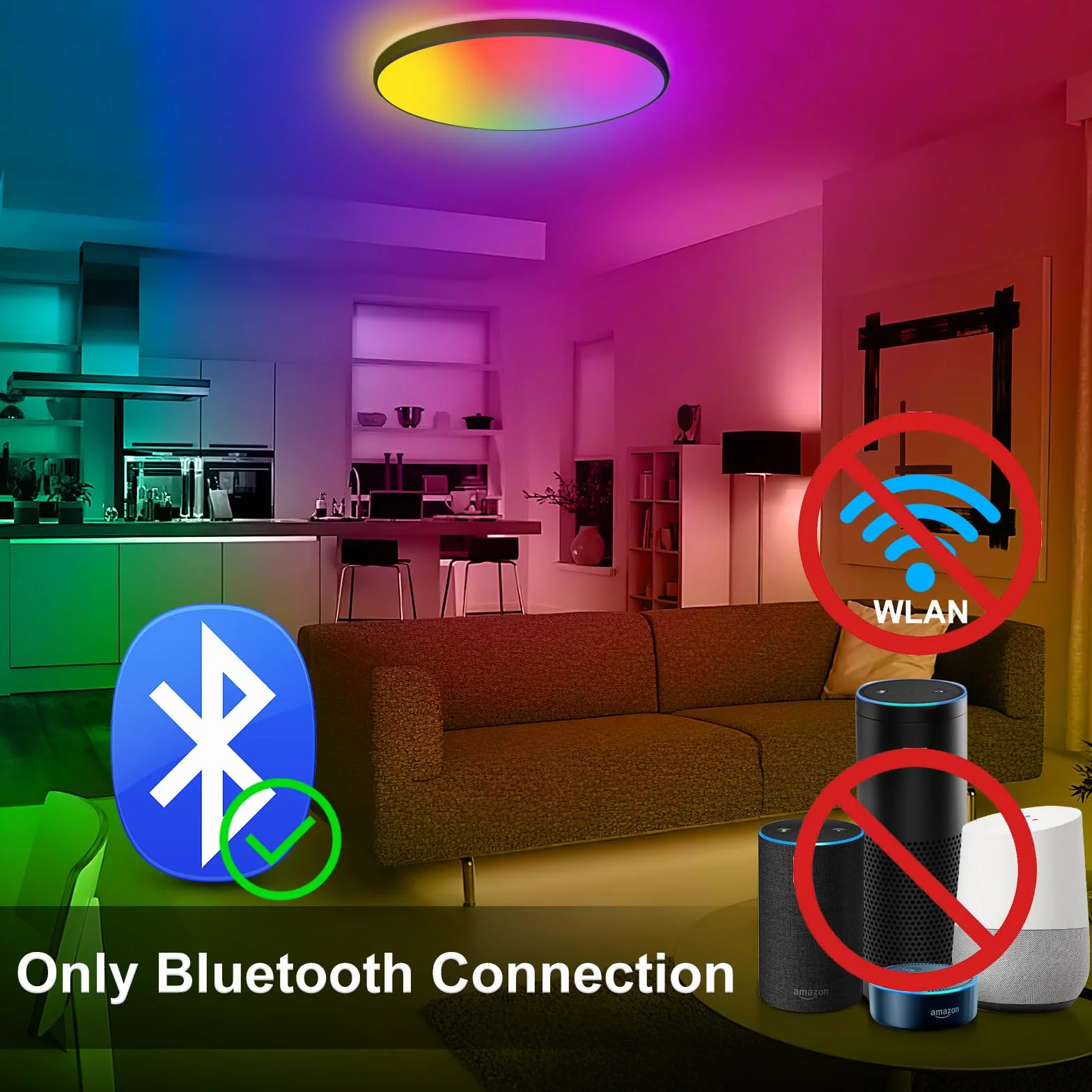 Lampa sufitowa LED, możliwość ściemniania, okrągła, czarna, 24 W, z pilotem, RGB sterowana aplikacją, 2700 K-6500K, inteligentna lampa sufitowa LED, do pokoju dziecięcego, biura, salonu, Ø30