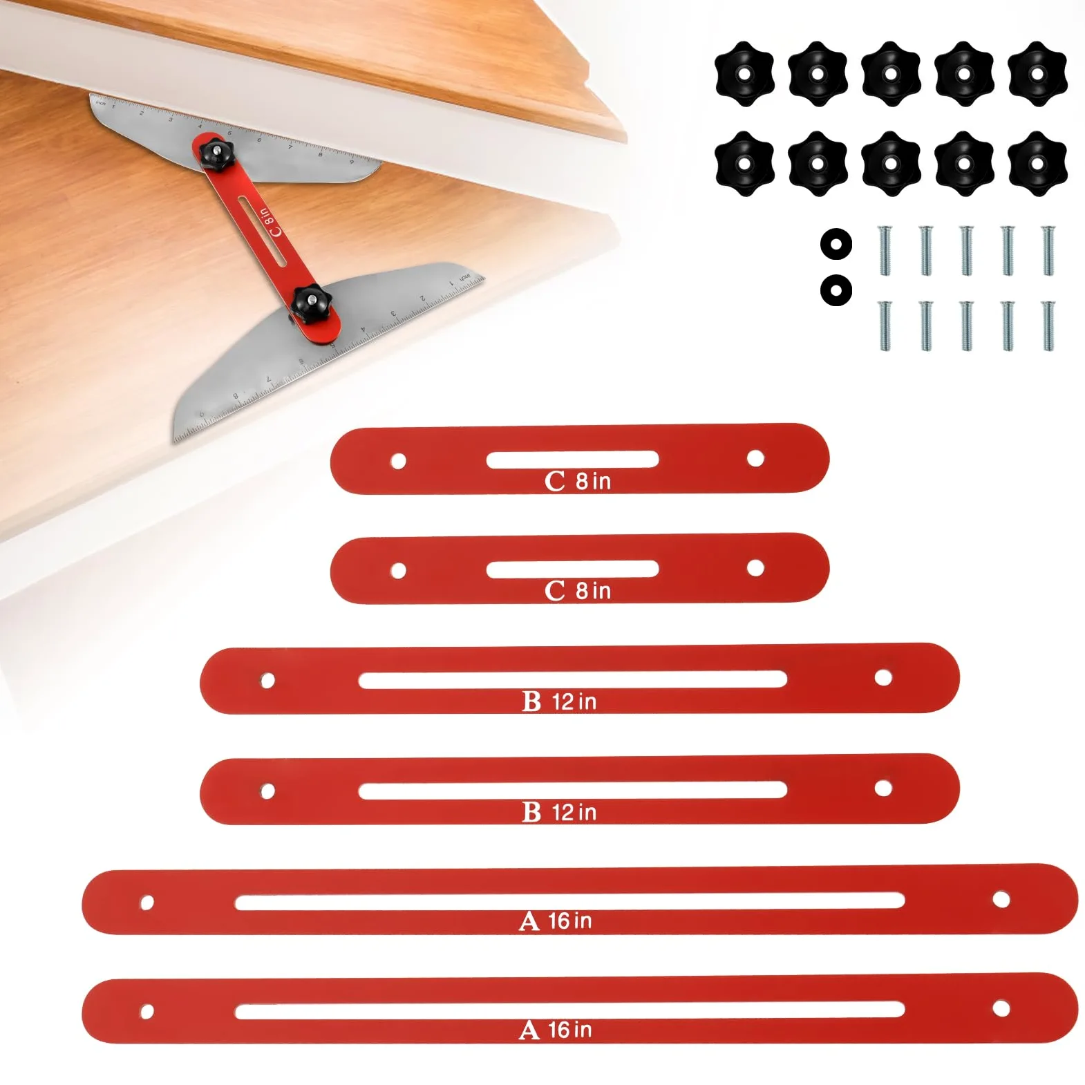 Szablon bieżnika schodowego 8 do 142 cm zestaw mierników schodów ze stopu aluminium regulowany przyrząd do pomiaru bieżnika schodów metalowy dokładny miernik bieżnika schodów do podziałów schodów