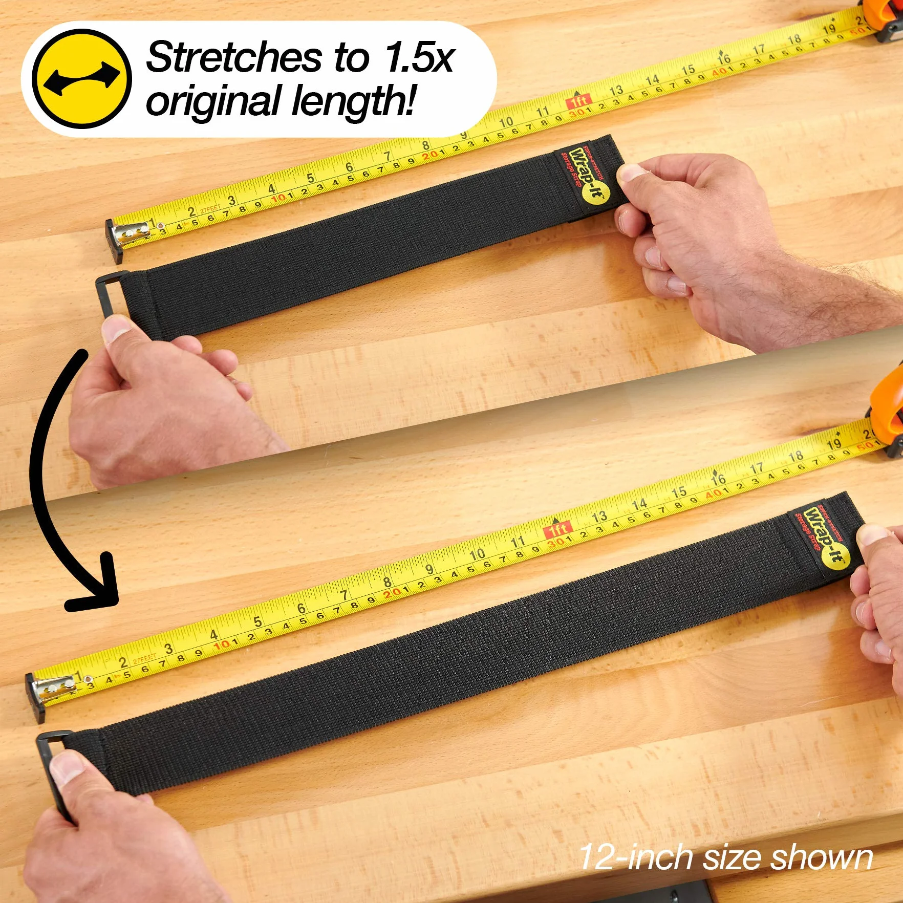 Wrap-It Storage Super rozciągliwa, 30,5 cm (8 sztuk) - elastyczne paski zaciskowe na rzep - organizer na przewód przedłużający, paski do węża i kabli, owijka na sznurek
