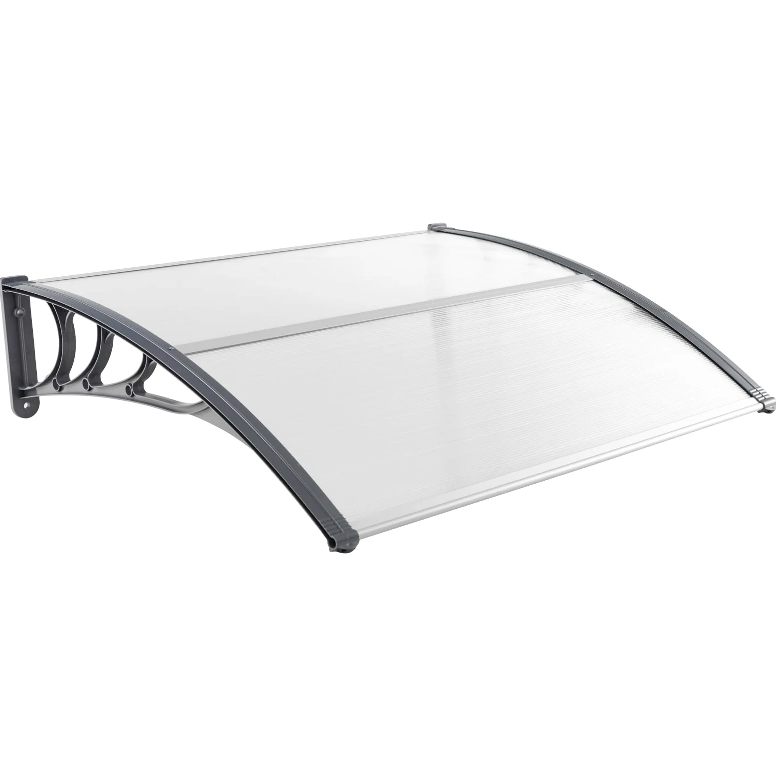 COSTWAY Zadaszenie do drzwi wejściowych 122 x 99 cm, zadaszenie z aluminium i poliwęglanu, przezroczysty daszek łukowy, daszek do drzwi wejściowych