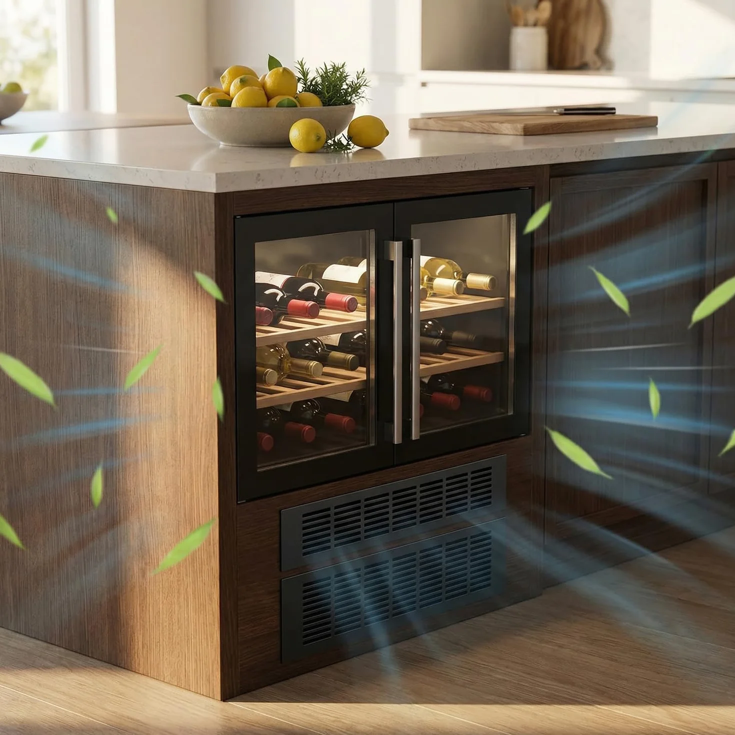QWORK® 2 sztuki kratek wentylacyjnych 400 x 50 mm aluminium - czarny prostokątny kratka wentylacyjna do szaf, kuchni i łazienki - napowietrzanie drzwi i mebli ze śrubami