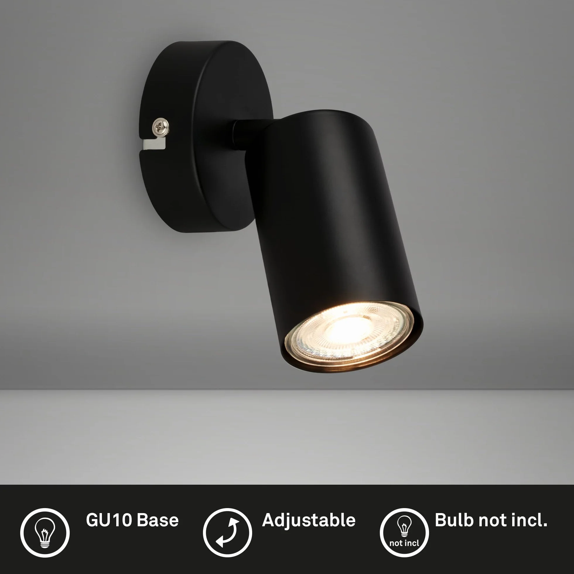 Briloner Zestaw 2 szt. kinkiety LED regulowane GU10, oświetlenie salonu, lampa ścienna do kuchni, lampka do sypialni, nowoczesny design, łatwy montaż, 8 x 15,5 cm, Czarny