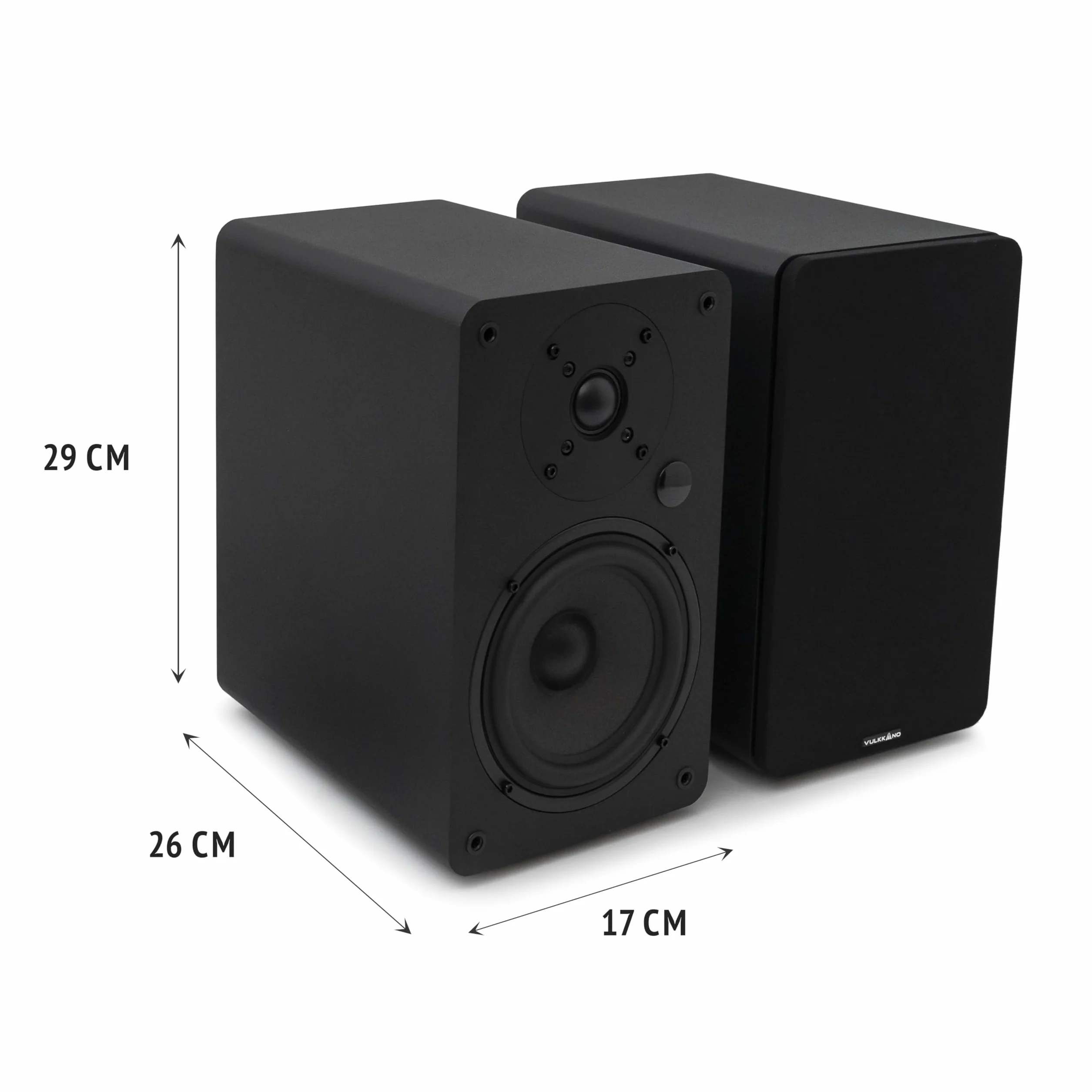 VULKKANO A5 ARC Głośniki Półkowe z głośnikiem niskotonowym 5,25", Bluetooth 5.0, HDMI ARC, Optica, RCA, USB, z wyjściem subwoofera, aktywne głośniki regałowy o eleganckim wzornictwie, Czarny