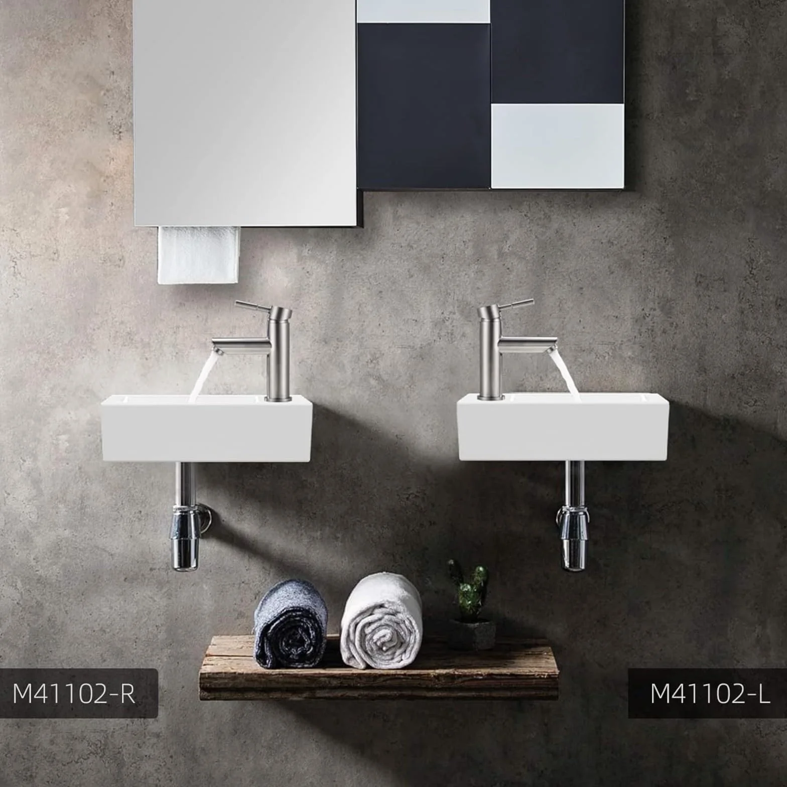 Ibergrif Prostokątna ceramiczna umywalka z 1 otworem na kran 376×188×93 mm biała