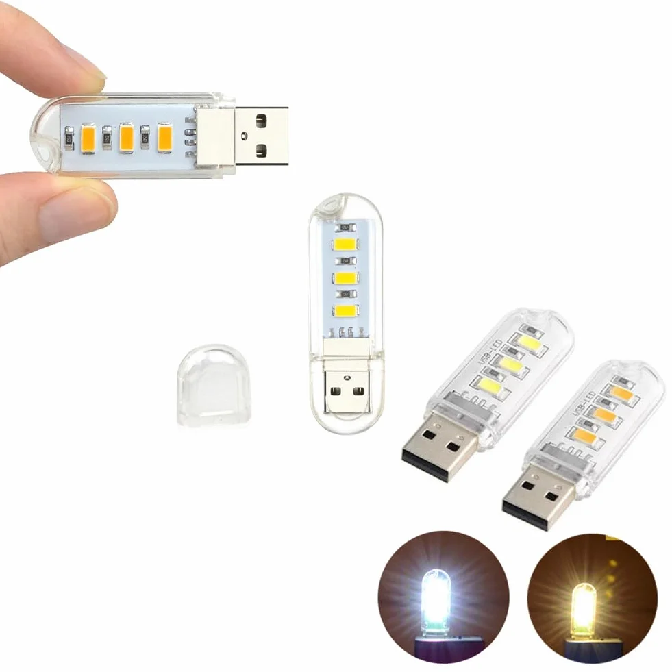 Cerioll Lampa LED USB, LED do laptopa, lampka klawiatury komputerowej, przenośna mini lampa USB, lampa do komputera z 10 mieszanymi światłami LED USB (5 białych + 5 żółtych)