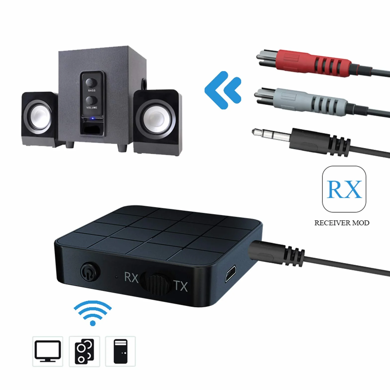 KN321 bezprzewodowy odbiornik nadajnika audio Bluetooth 5.0 2 w 1 adapter komputerowy TV