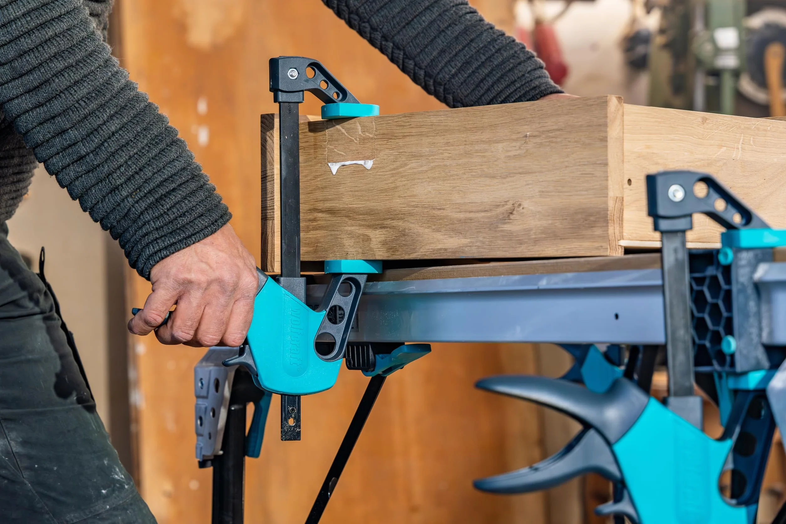 wolfcraft Ścisk jednoręczny EHZ „Easy” 75 mm - 300 mm I 3021000 I Ścisk jednoręczny do komfortowej pracy