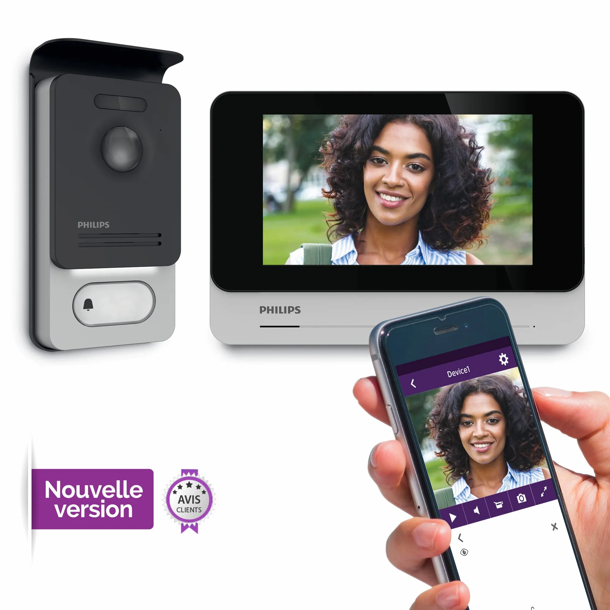 Philips Welcome - Wideofon - Eye Connect 2, Wideofon podłączony do smartfona, kontrola dostępu RFID, funkcja wiadomości o braku odwiedzających, funkcja komunikacji i monitorowania - 531036
