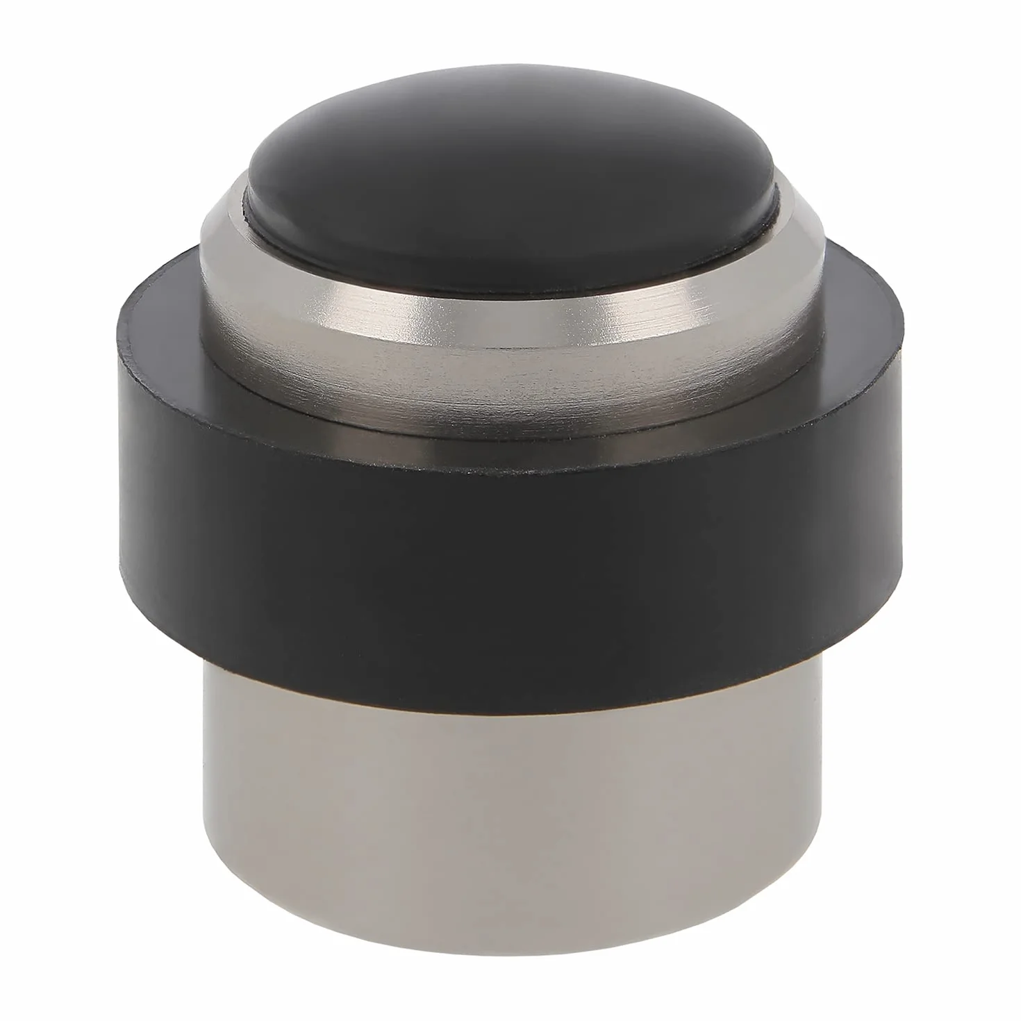 Amig - Ogranicznik do drzwi wejściowych | średnica 30 x 36 mm | model 205 | aluminium o szczotkowanym wykończeniu niklem | okrągłe obrzeże | łącznie z uchwytami do dna i kołkami do montażu