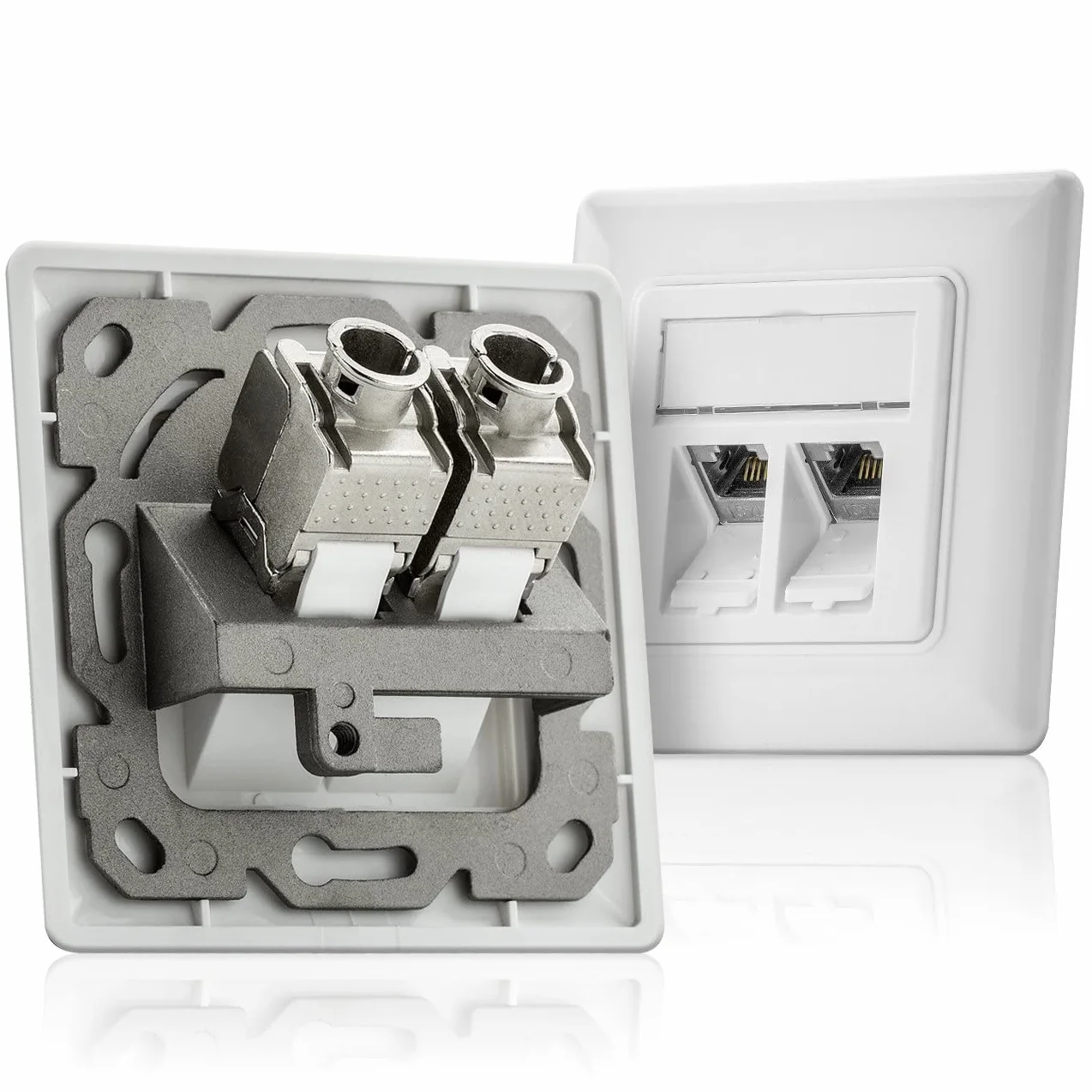 deleyCON 24x Moduł Keystone CAT 6a Jack - Gniazdo RJ45 z Pełnym Ekranowaniem STP Montaż Zatrzaskowy bez Użycia Narzędzi Kabel Surowy CAT 500Mhz 10GBit/s