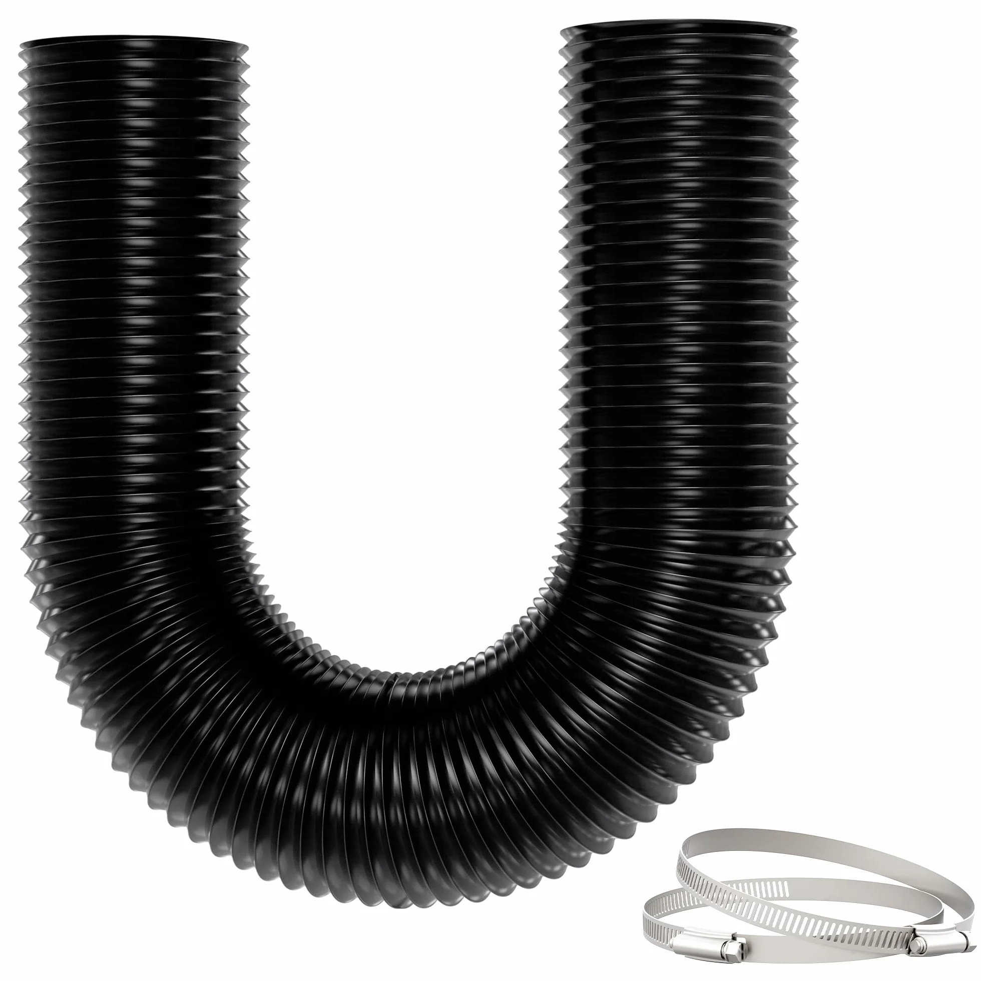 Wąż Wylotowy Ø150mm, 3m Wąż Wylotowy, 5-Warstwowa Elastyczna PVC Rura Wentylacyjna z 2 Klamrami ze Stali Nierdzewnej do Klimatyzatora Mobilnego, Suszarki, Wentylatora Wylotowego, Okapu