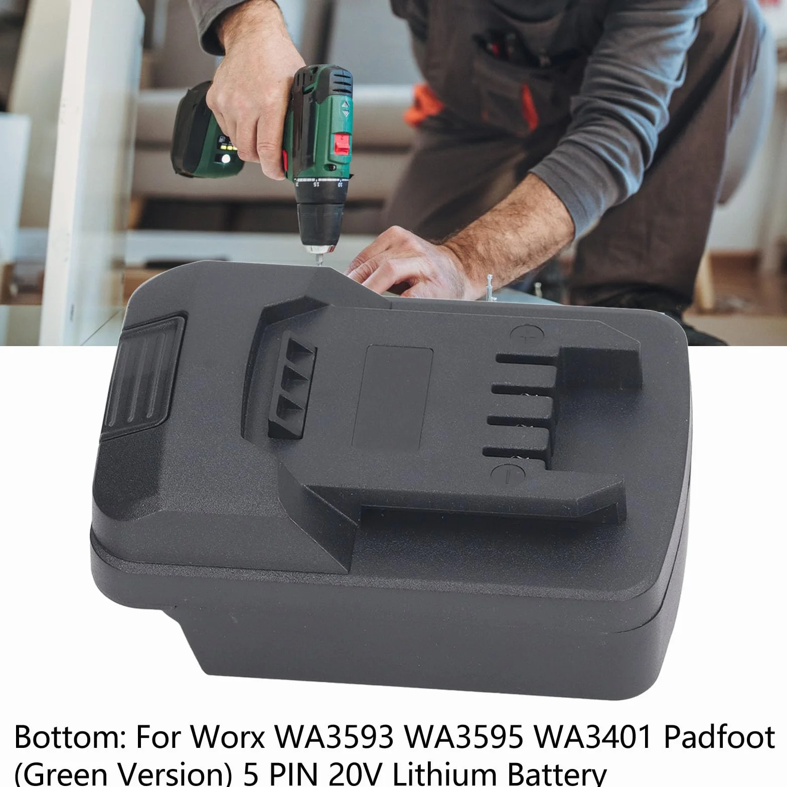 Konwerter Adaptera Baterii Akumulatorowej do Elektronarzędzi GREEN 5 PIN 20 V Konwerter Baterii Litowej na Elektronarzędzia PARKSIDE X20V TEAM Konwerter Baterii Litowej