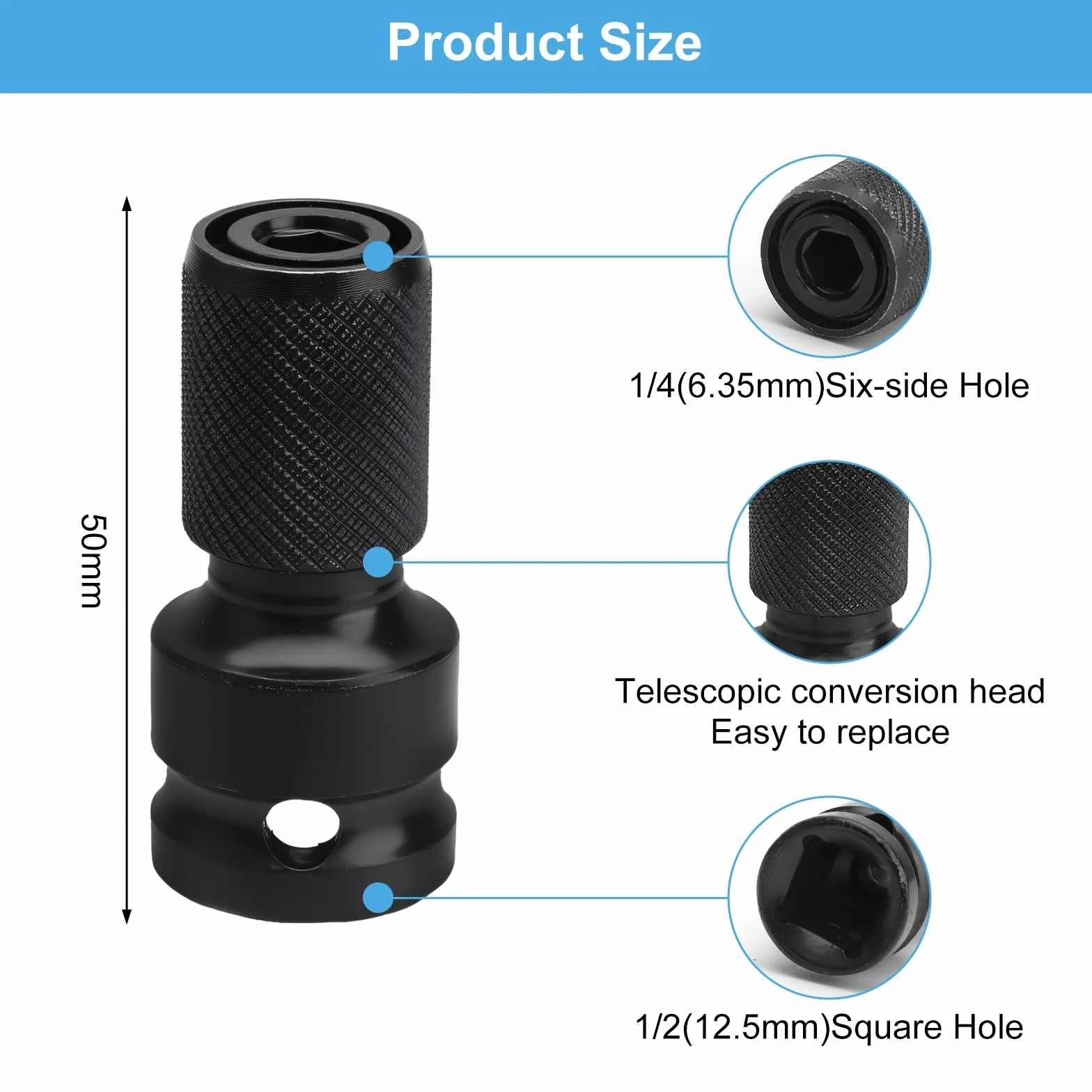 2 szt. adaptera do kluczy udarowych Impact Bit Holder Socket 1/2 do 1/4 cala wkładka do wkrętarki, wielofunkcyjne narzędzie do kluczy elektrycznych i zapadków
