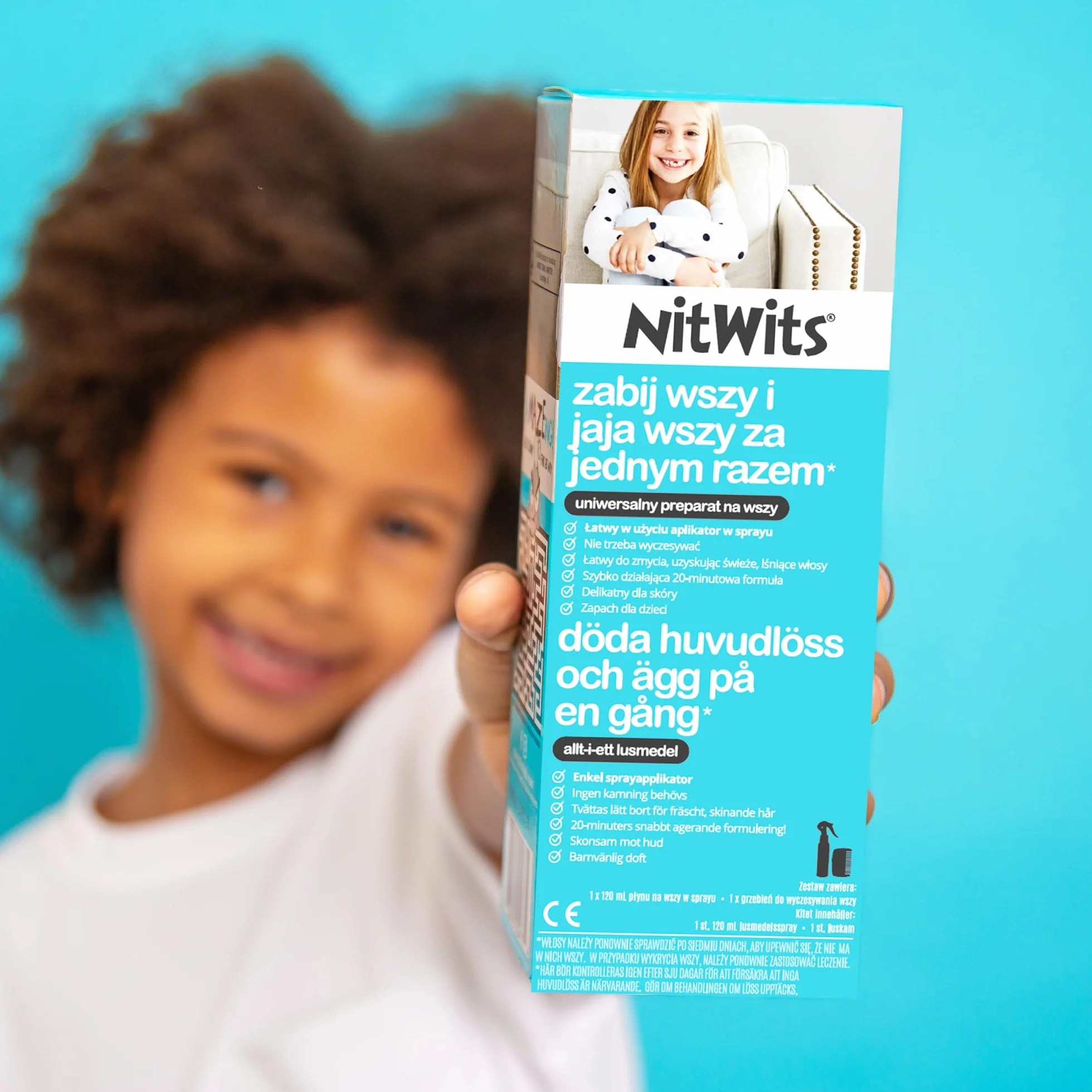 NitWits All-In-One – spray żel na wszy – szybkie usuwanie wszy i gnid w 1 zabiegu (20 minut) – z plastikowym grzebieniem – 120 ml