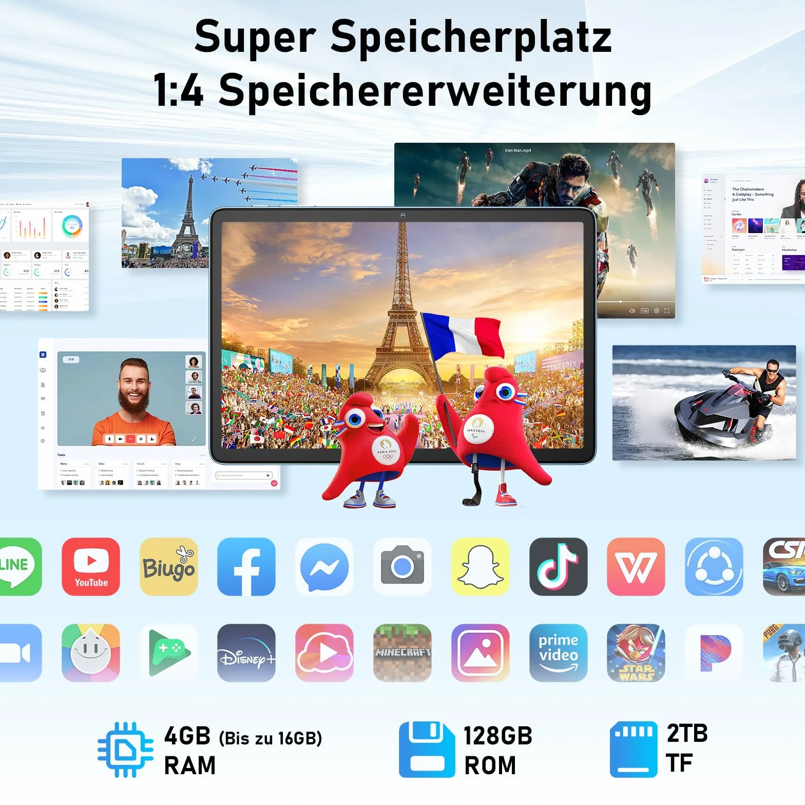 Blackview Tablet z systemem Android 15 Tab 60 WiFi 10 cali, tablet PC, 12 GB RAM + 128 GB ROM/2 TF, WiFi 6 Widevine L1, tryb PC 5100 mAh, tablet do gier, podwójny aparat 8 MP+5 MP/WPS Suite/HD IPS
