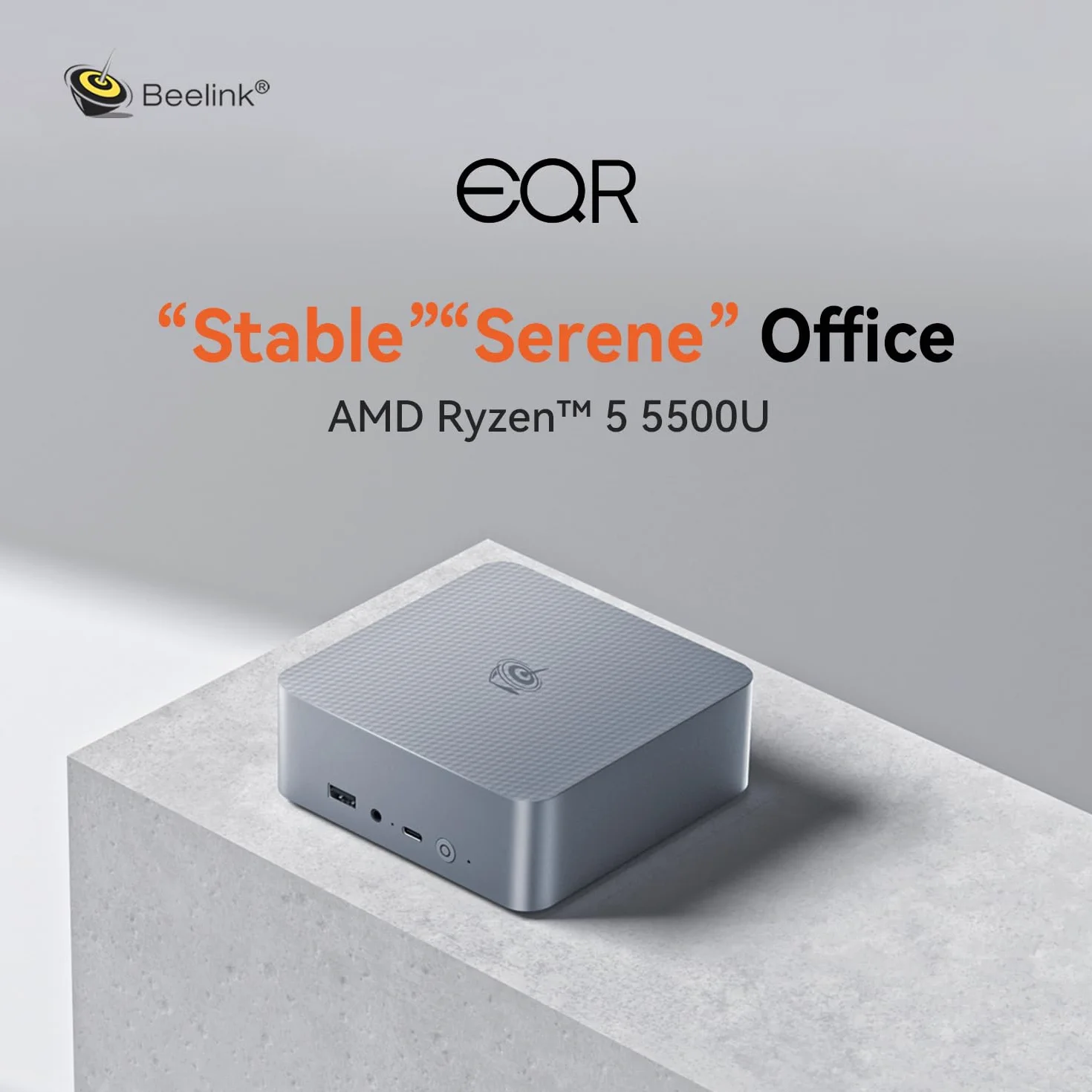 Beelink EQR5 Mini PC, AMD Ryzen 5 5500U (6C/12T) up to 4.0 GHz, Mini Computer 16 GB DDR4 RAM 480 GB NVME SSD, 4K Dual Display, Dual HDMI, Dual 1000M LAN, Mini Gaming PC Win11 WiFi6 BT5.2
