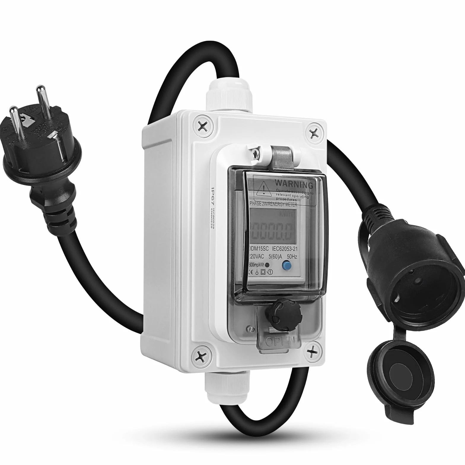 SWAWIS Mobilny cyfrowy licznik prądu 230 V IP67 KWH do samochodów kempingowych