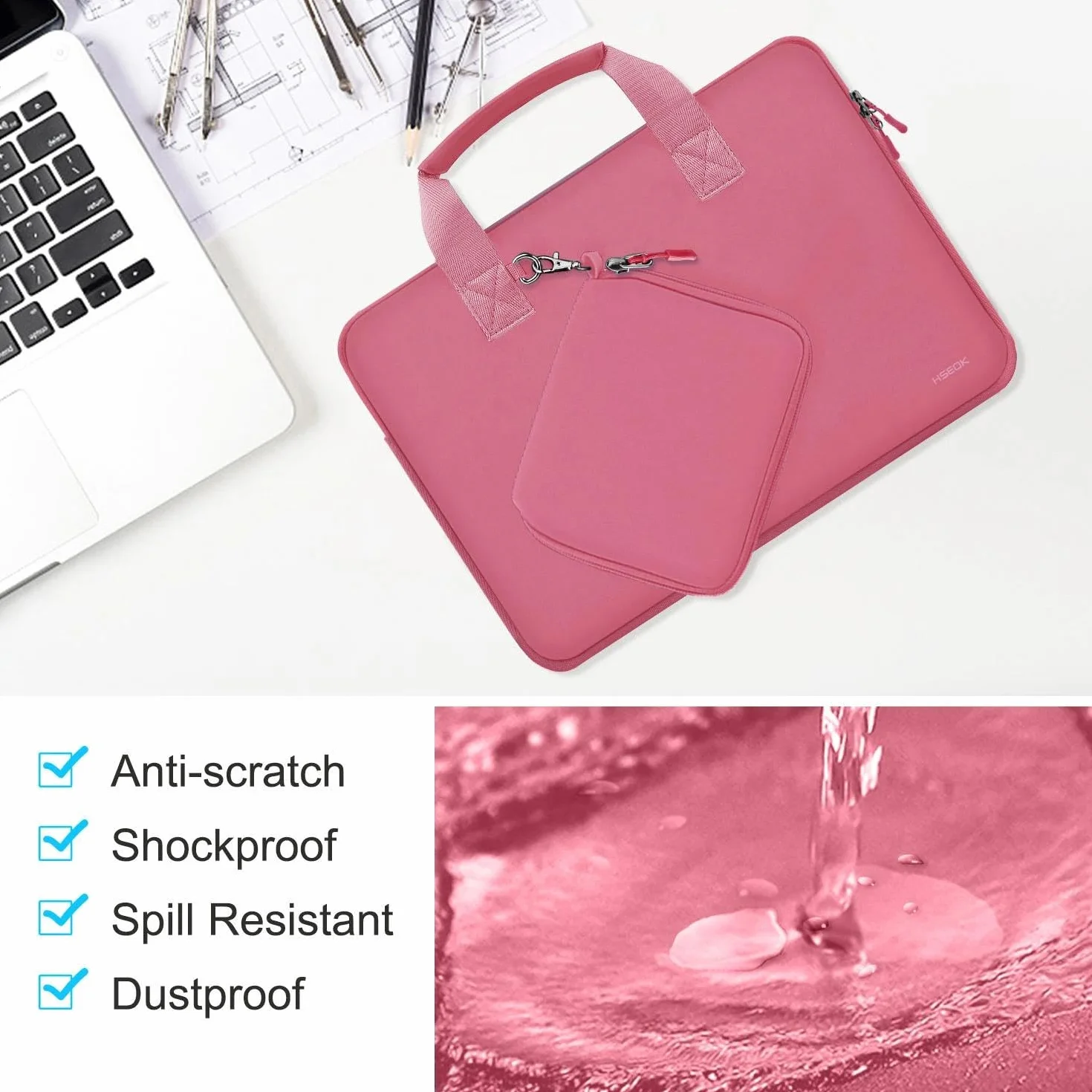 HSEOK Laptop Hülle 14 Zoll mit Kleiner Tasche, Neopren-Computertasche, kompatibel mit MacBook Pro 14" M4/M3/M2/M1 (2025–2021), MacBook Air/Pro 13" und den meisten 14-Zoll-Notebooks
