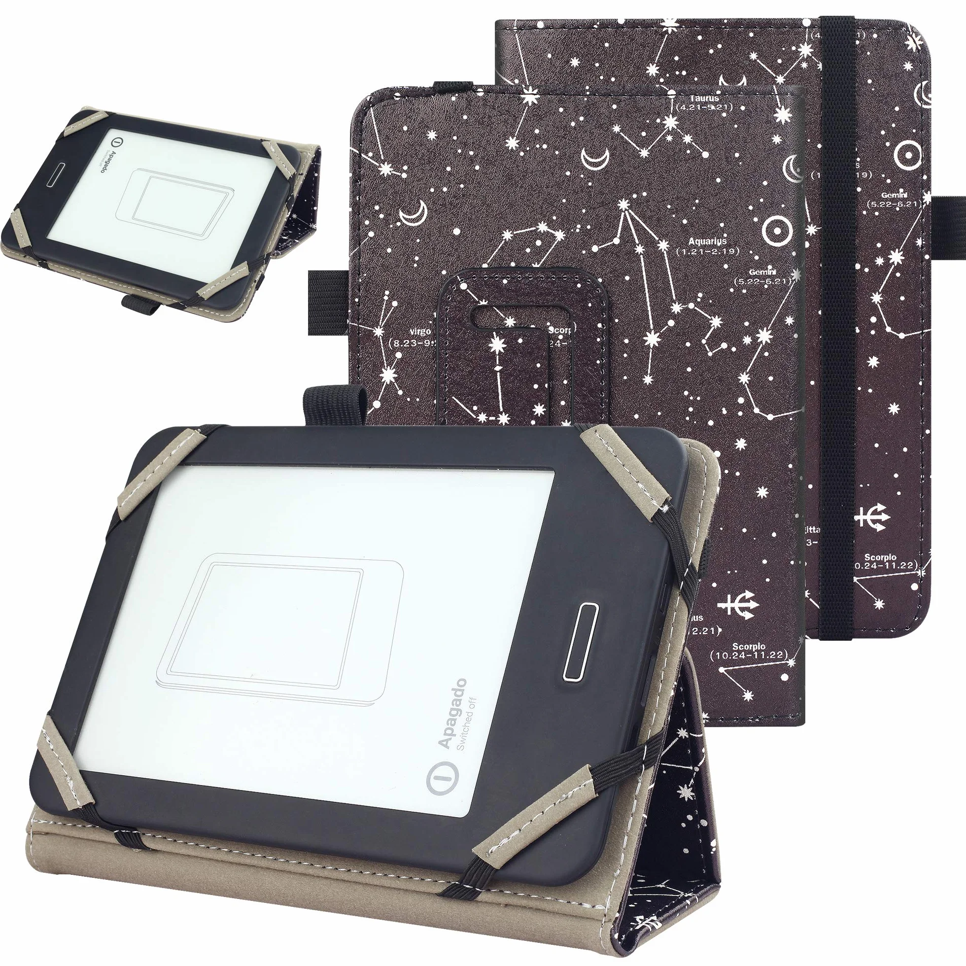 VOVIPO Uniwersalna powłoka ochronna do Kindle Paperwhite Kobo czytnik 6 cali, etui Folio kompatybilne z czytnikiem Sony/Kobo/Tolino/Pocketbook/Kindle 6 cali - Constellation