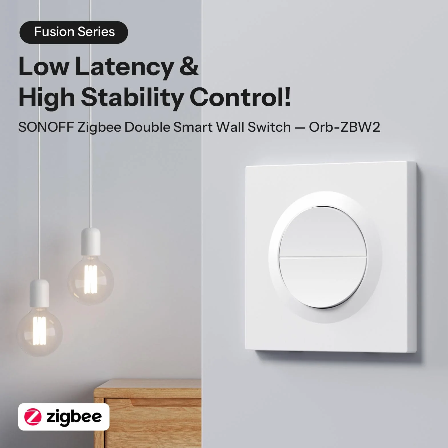 SONOFF Fusion, Orb-ZBW2(MINI-ZB2GS-E), Zigbee Inteligentny Łącznik Światła, 2-obwodowy, Wi-Fi 2.4GHz, Zdalne i Głosowe Sterowanie, Kompatybilny z Siri/Alexa, 10A/obwód, 16A/suma