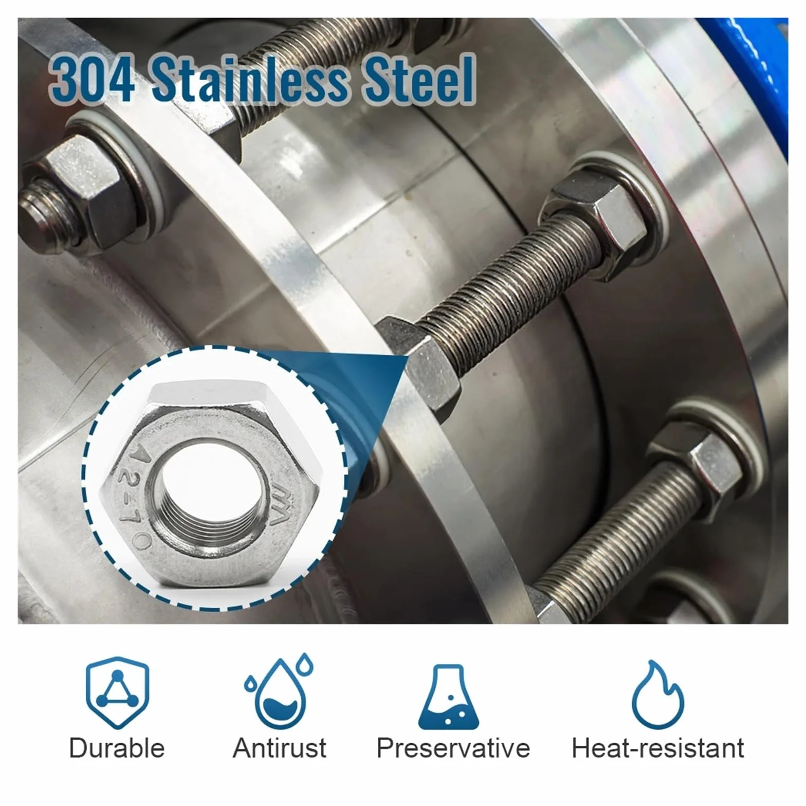 Hex Nut Fine Thread M4 M5 M6 M8 M10 M12 M14 M16 M18 M20 M22 M24 Stainless Steel Hexagon Nuts GB6171 (Size : M5x0.5 100pcs)