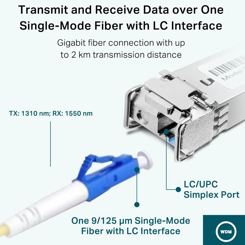 TP-Link TL-SM321B-2 | Moduł SFP 1000Base-BX WDM | LC Simplex | Tx: 1310 nm, Rx: 1550 nm | Zasięg do 2 km