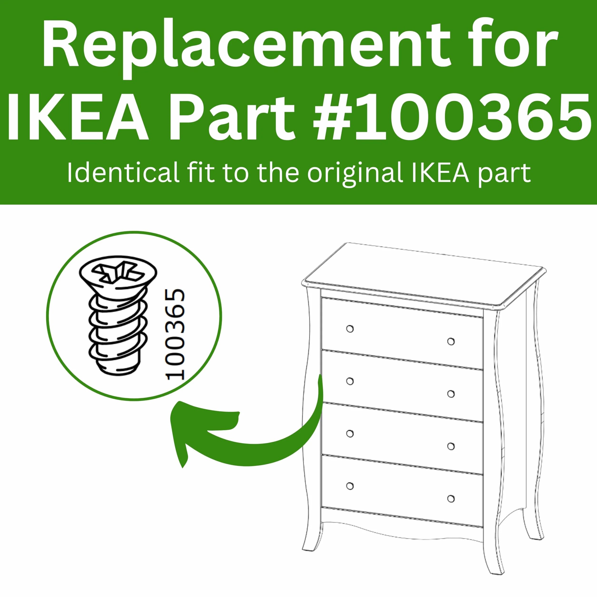Spare Hardware Parts Śruby do szuflad (zamiennik części IKEA nr 100365) (opakowanie 10 szt.)