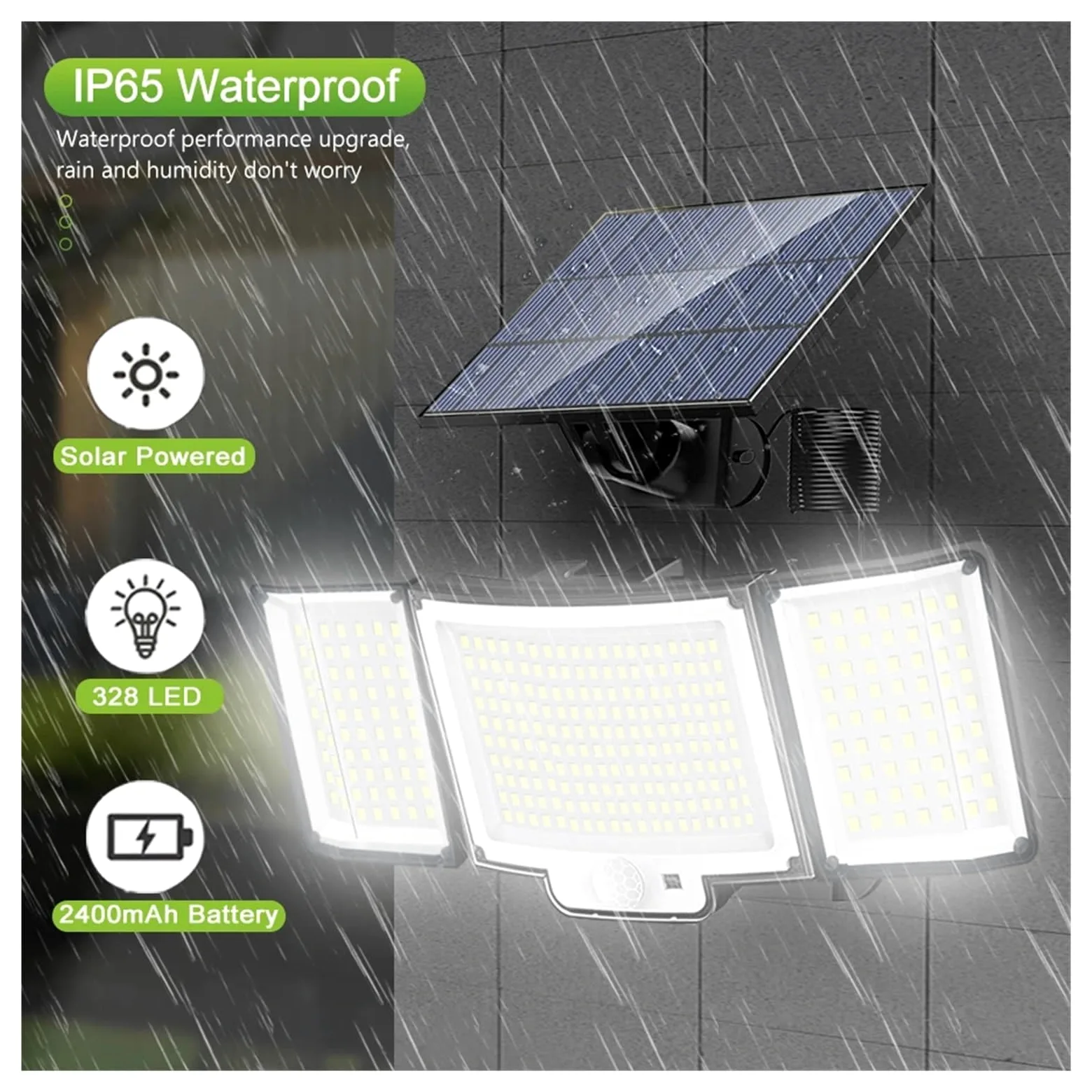Lampa solarna zewnętrzna, Zewnętrzna lampa słoneczna 348 LED lampa ścienna z czujnikiem ruchu słonecznego z em 3 tryby IP65 wodoodporne światło powodziowe na werandę garażową