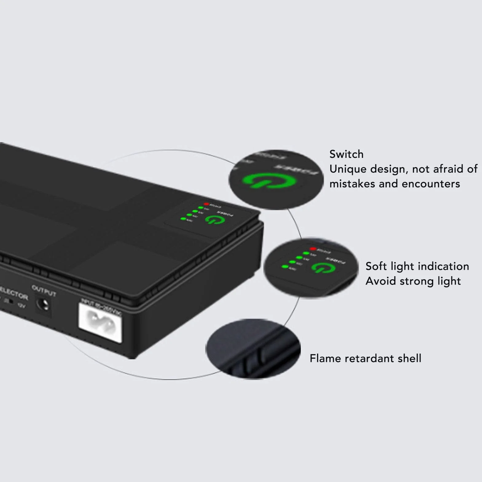 UPS Battery Backup 20000 mAh Kompaktowy Stabilny Zasilacz do Kamery Bezpieczeństwa Routera MP4