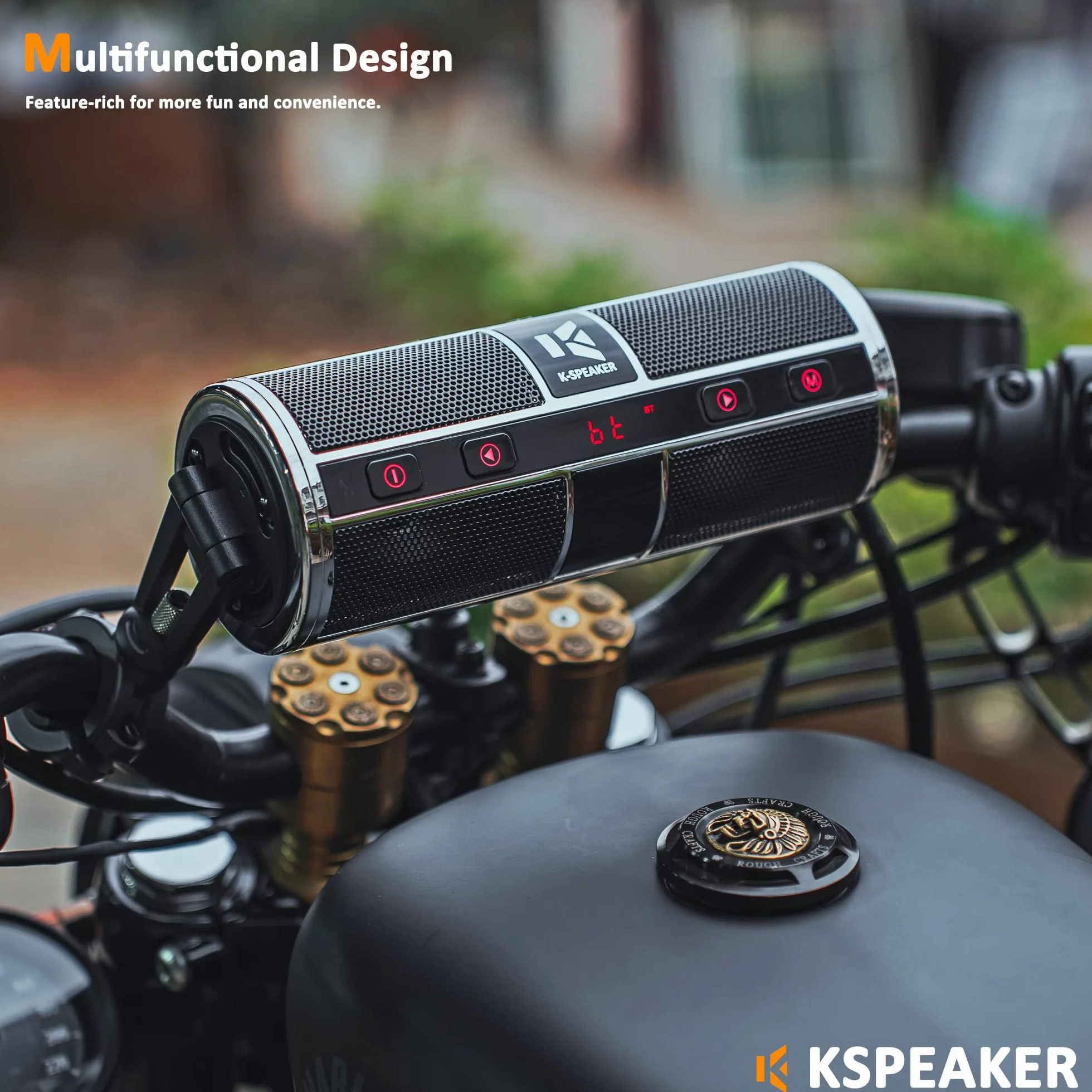 KSPEAKER Głośniki motocyklowe Bluetooth wodoodporny 12V 3 cala Metalowy MP3