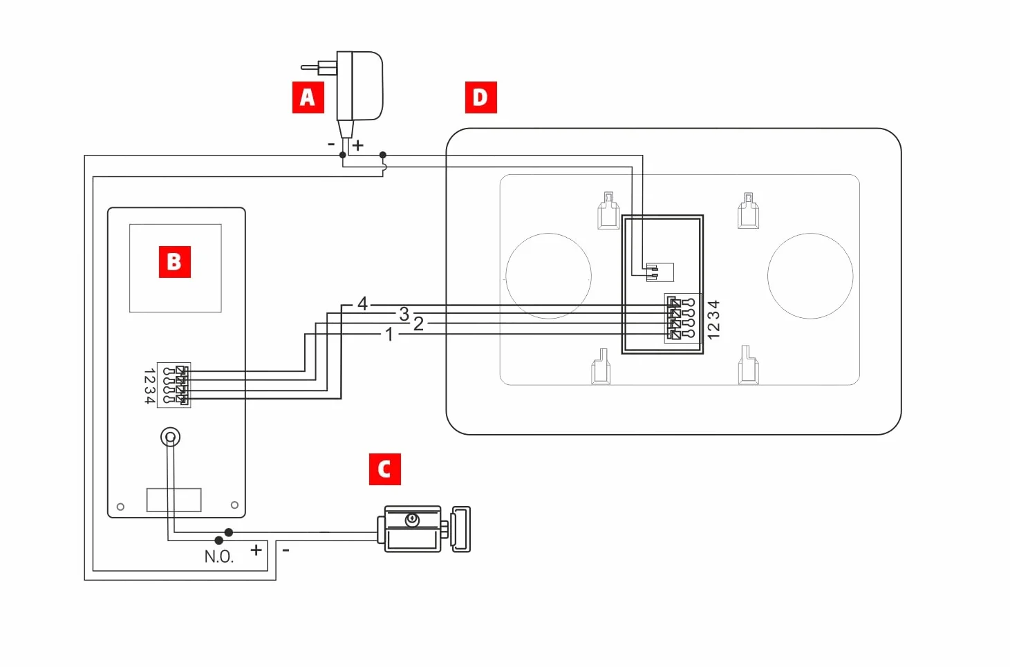 Eura VDP-45A3 Alpha wideodomofon 4-przewodowy, 7-calowy kolorowy monitor, czarny, 1 monitor