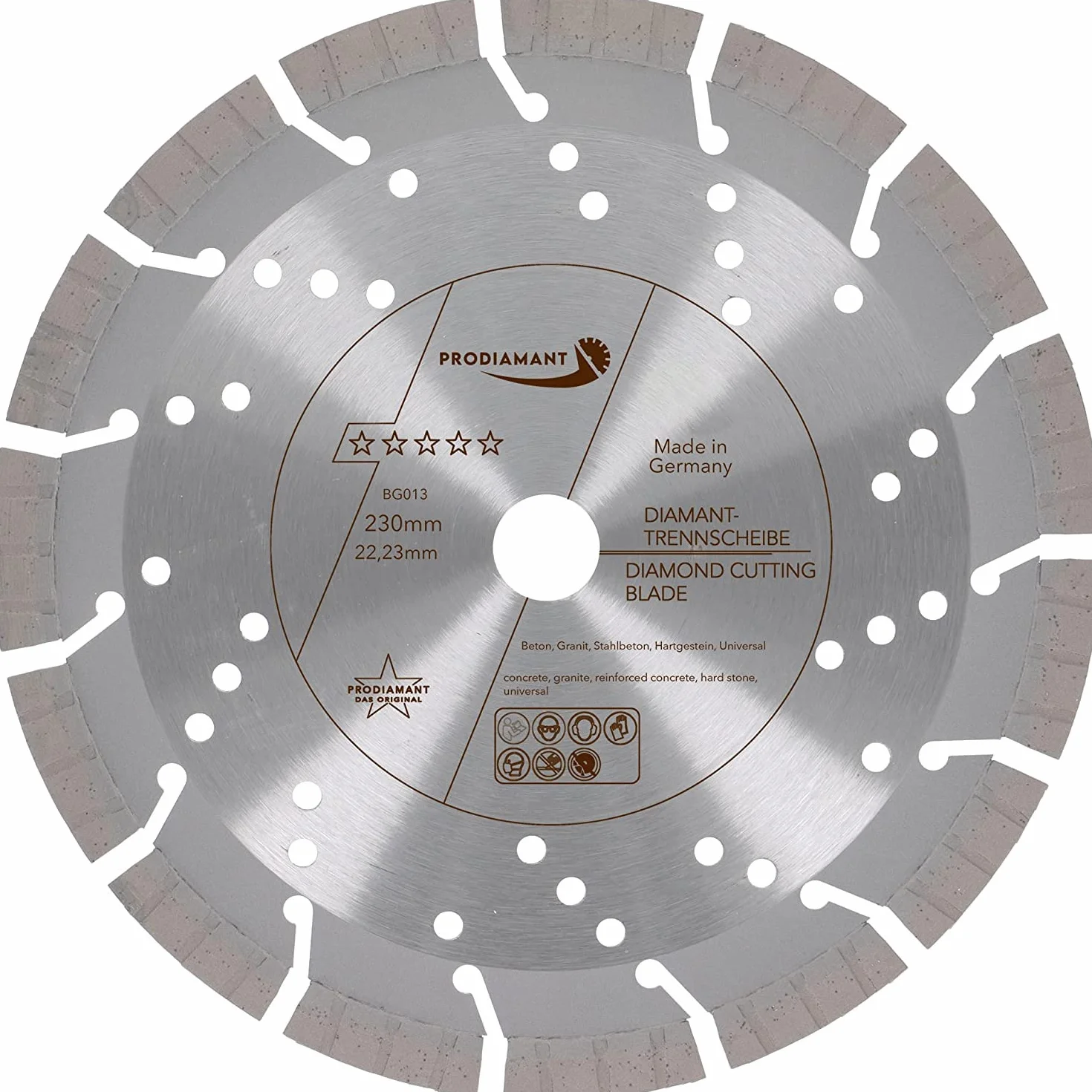 PRODIAMANT Profesjonalna diamentowa tarcza do cięcia betonu / granitu Oxx 230 mm x 22,2 mm diamentowa tarcza do cięcia PDX82.118 230 mm do kamienia naturalnego, produktów betonowych, materiałów średniej twardości i twardych odpowiednia do szlifierek kątow