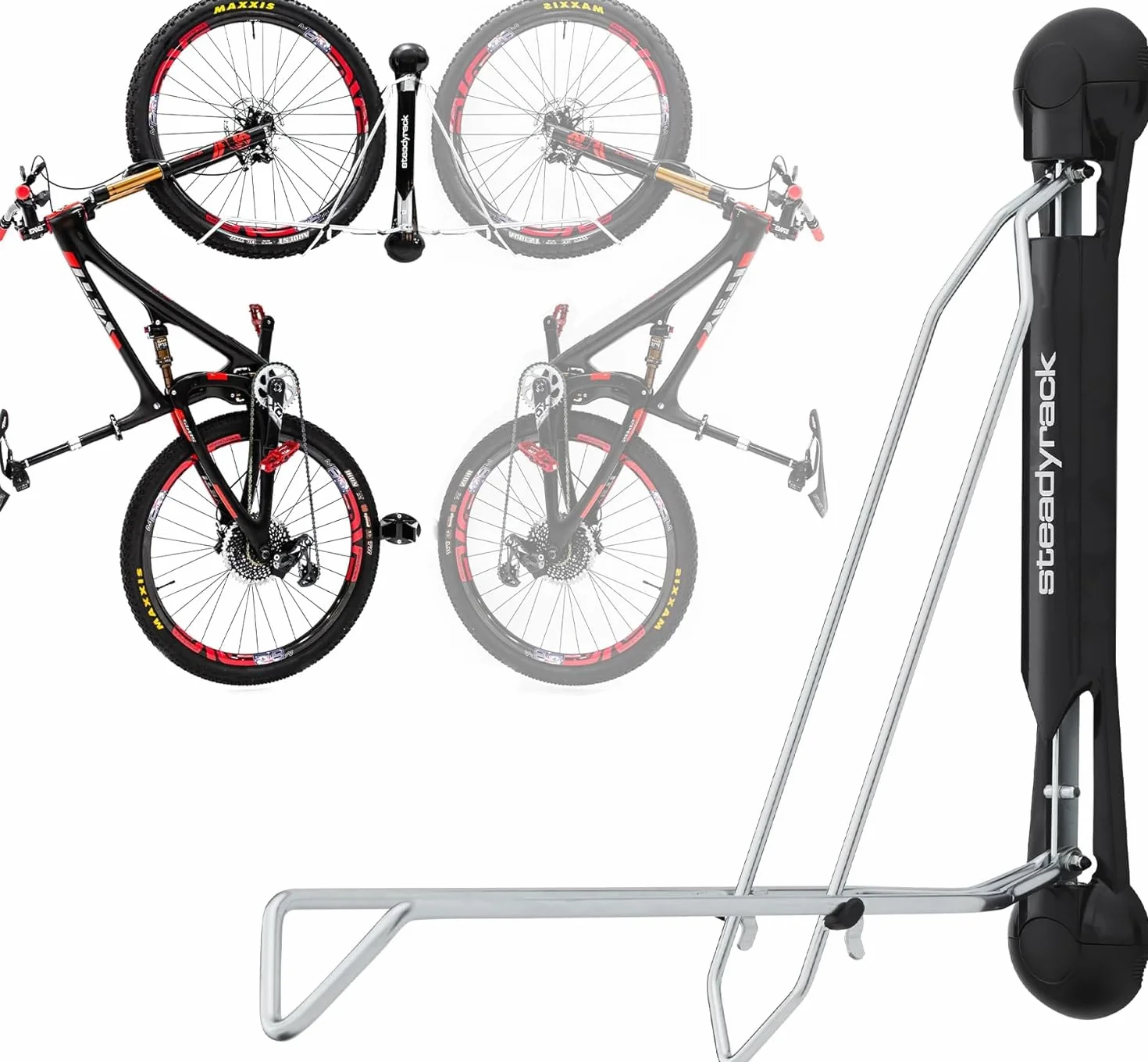Steadyrack Stojak na rower – klasyczny uchwyt rowerowy – wieszak na rower ścienny jako rozwiązanie do przechowywania w domu, garażu lub parkingu rowerowego