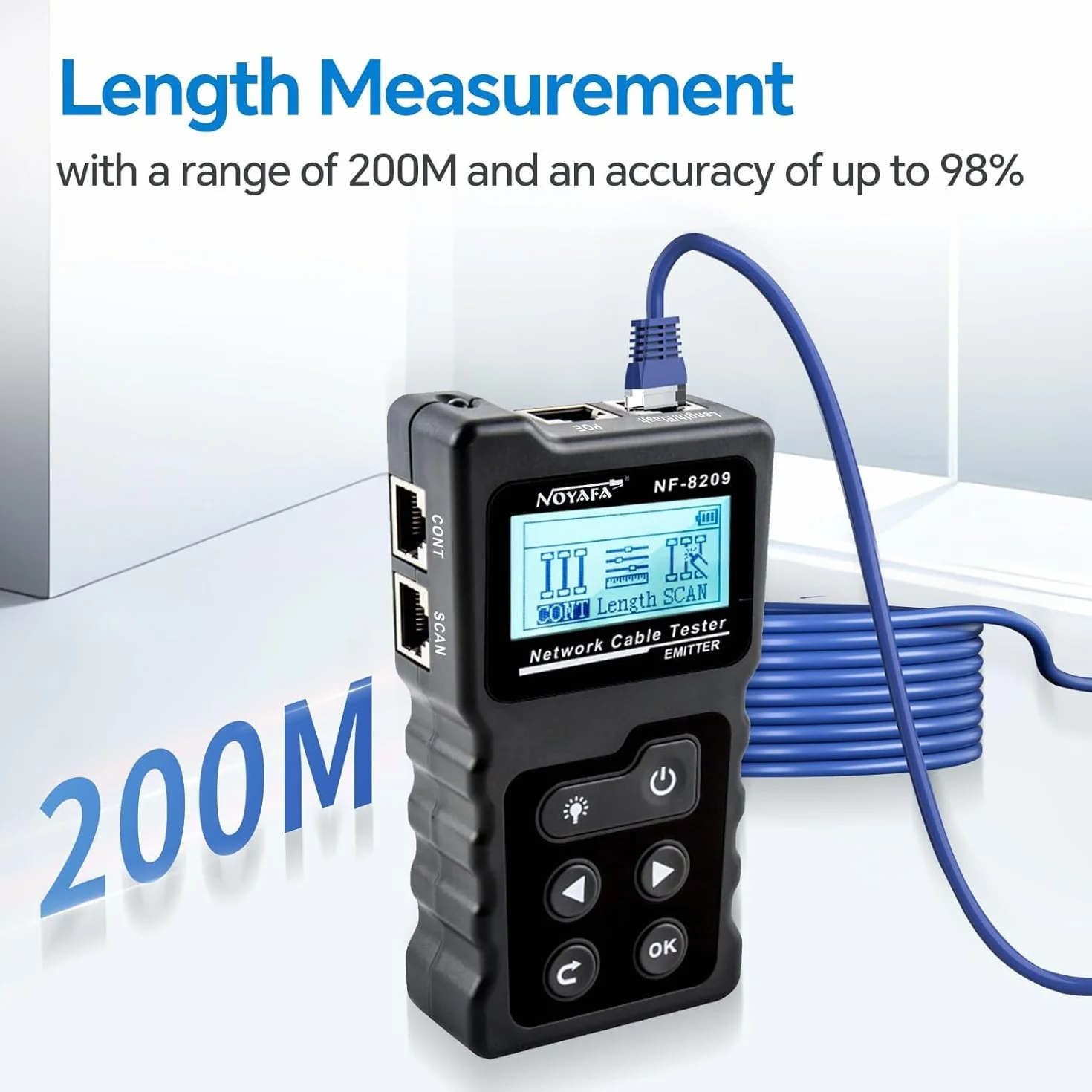 NOYAFA NF-8209 rozszerzony tester kabli z PoE wielofunkcyjny tracker przewodów sieciowych tester do lokalizacji LAN CAT5 CAT6