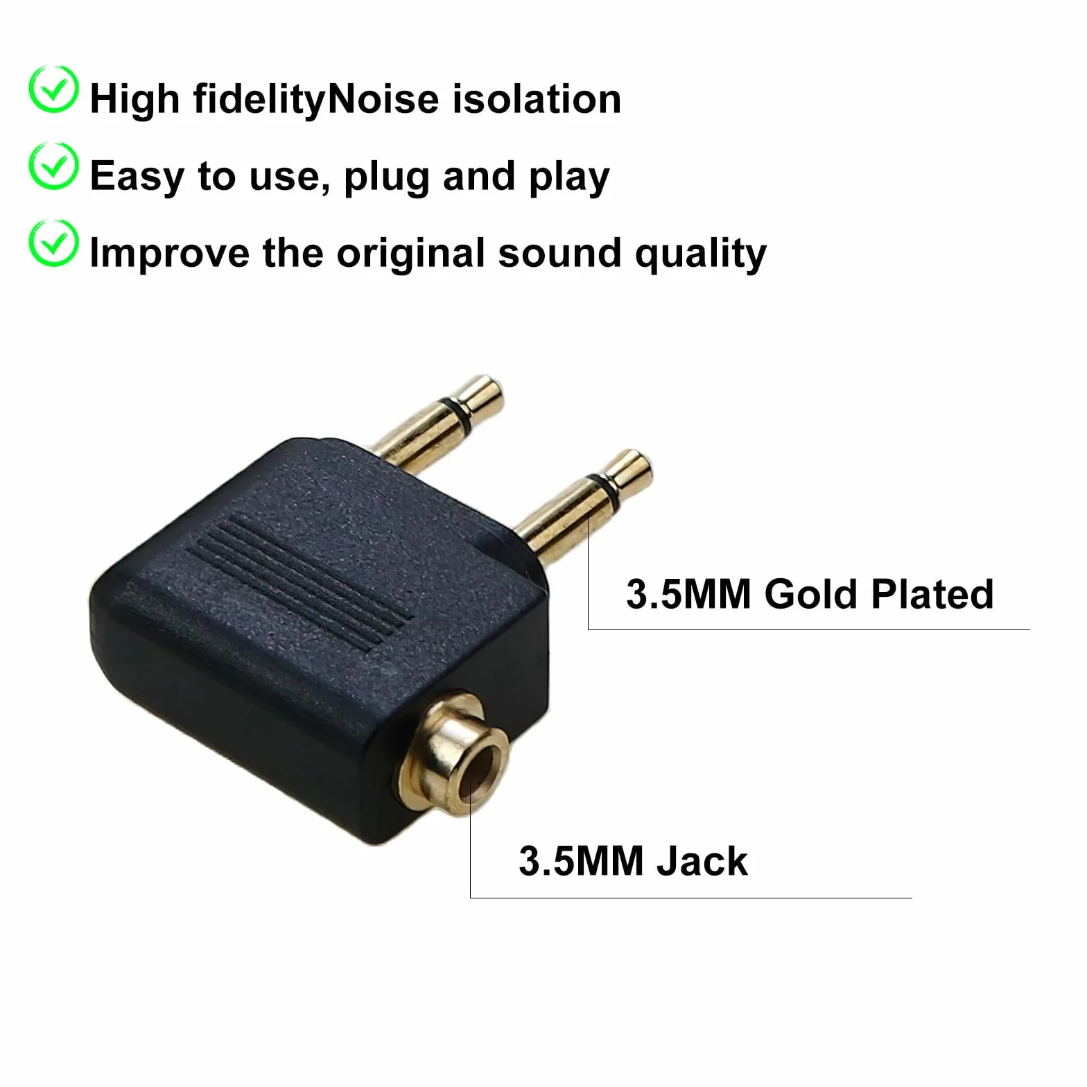 Adapter do słuchawek samolotowych 3,5 mm podwójny wtyczka audio zestaw