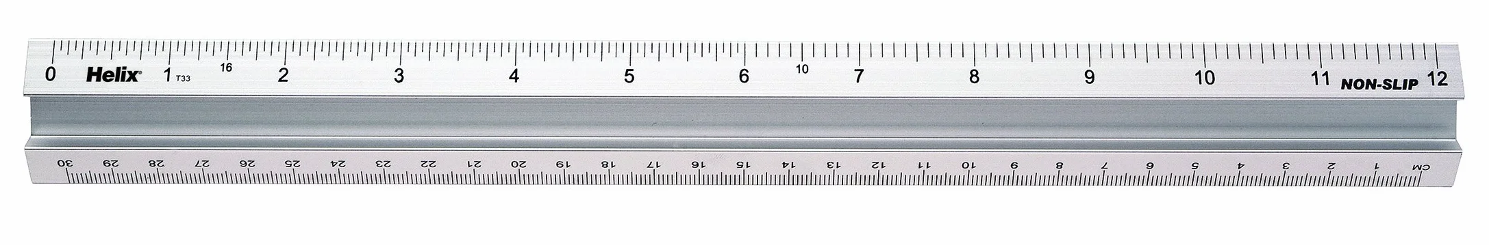 Helix Antypoślizgowa metalowa linijka bezpieczeństwa, srebrna, 30 cm
